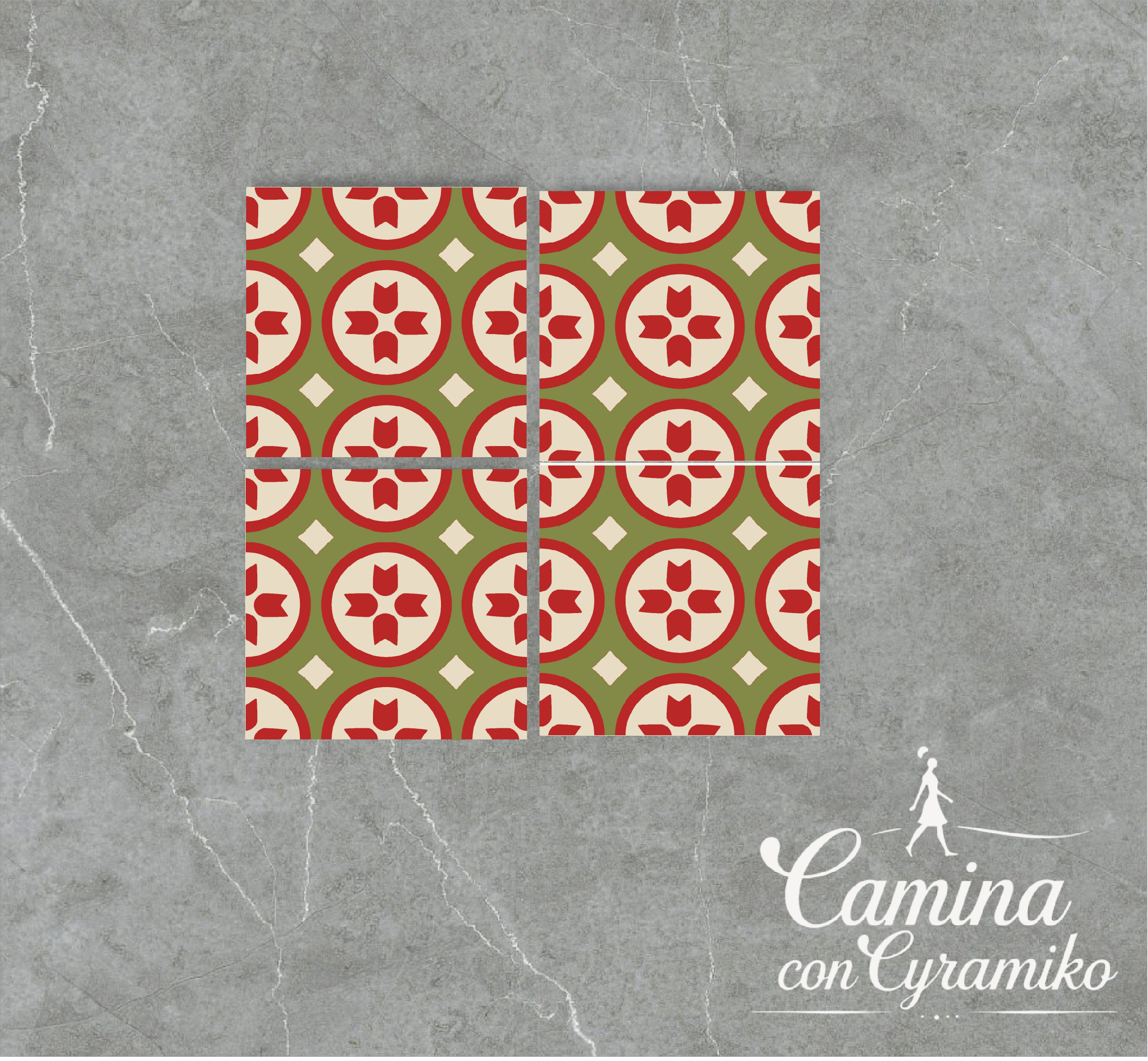 EF05 - LADRILLO ROJO & VERDE MILITAR & MARFIL