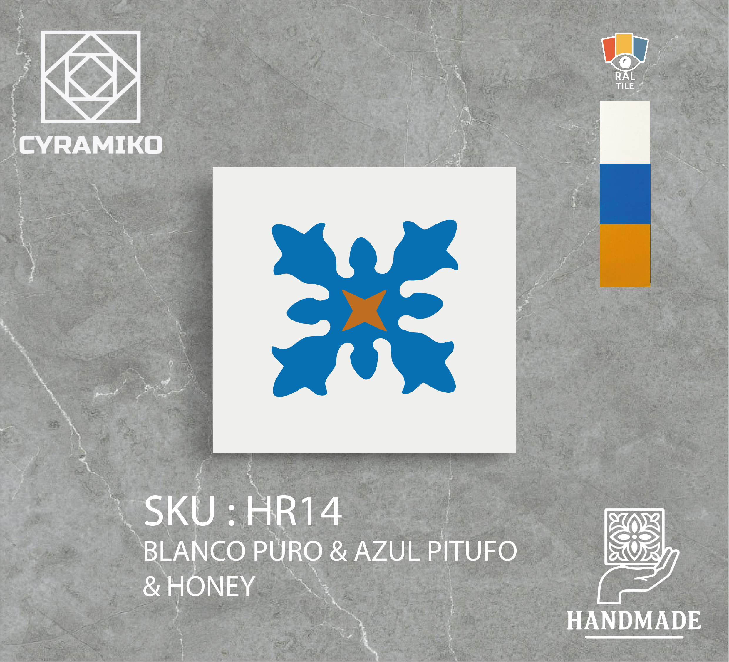 HR14 - BLANCO PURO & AZUL PITUFO & HONEY