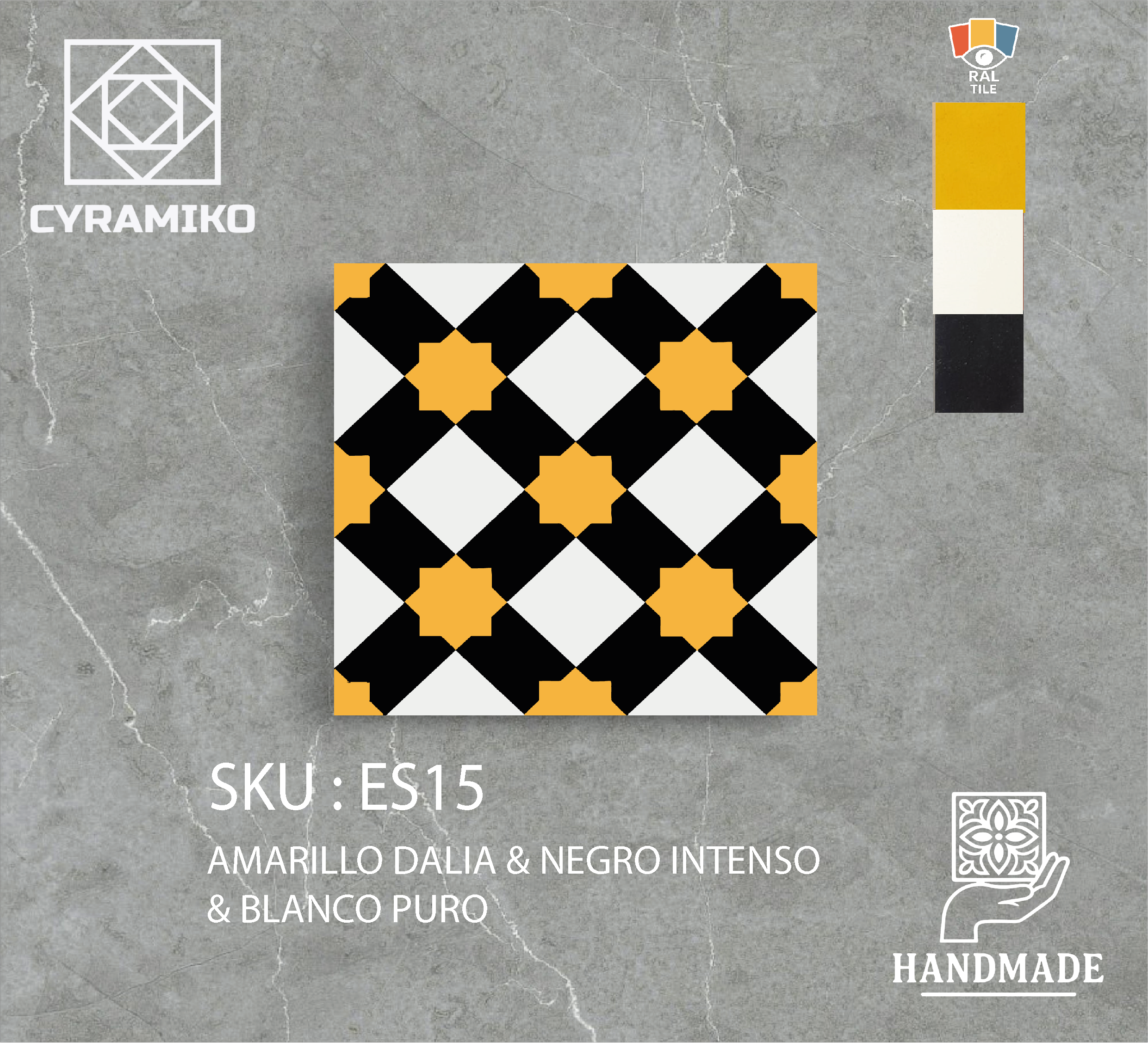 ES15 -AMARILLO DALIA & NEGRO INTENSO & BLANCO PURO