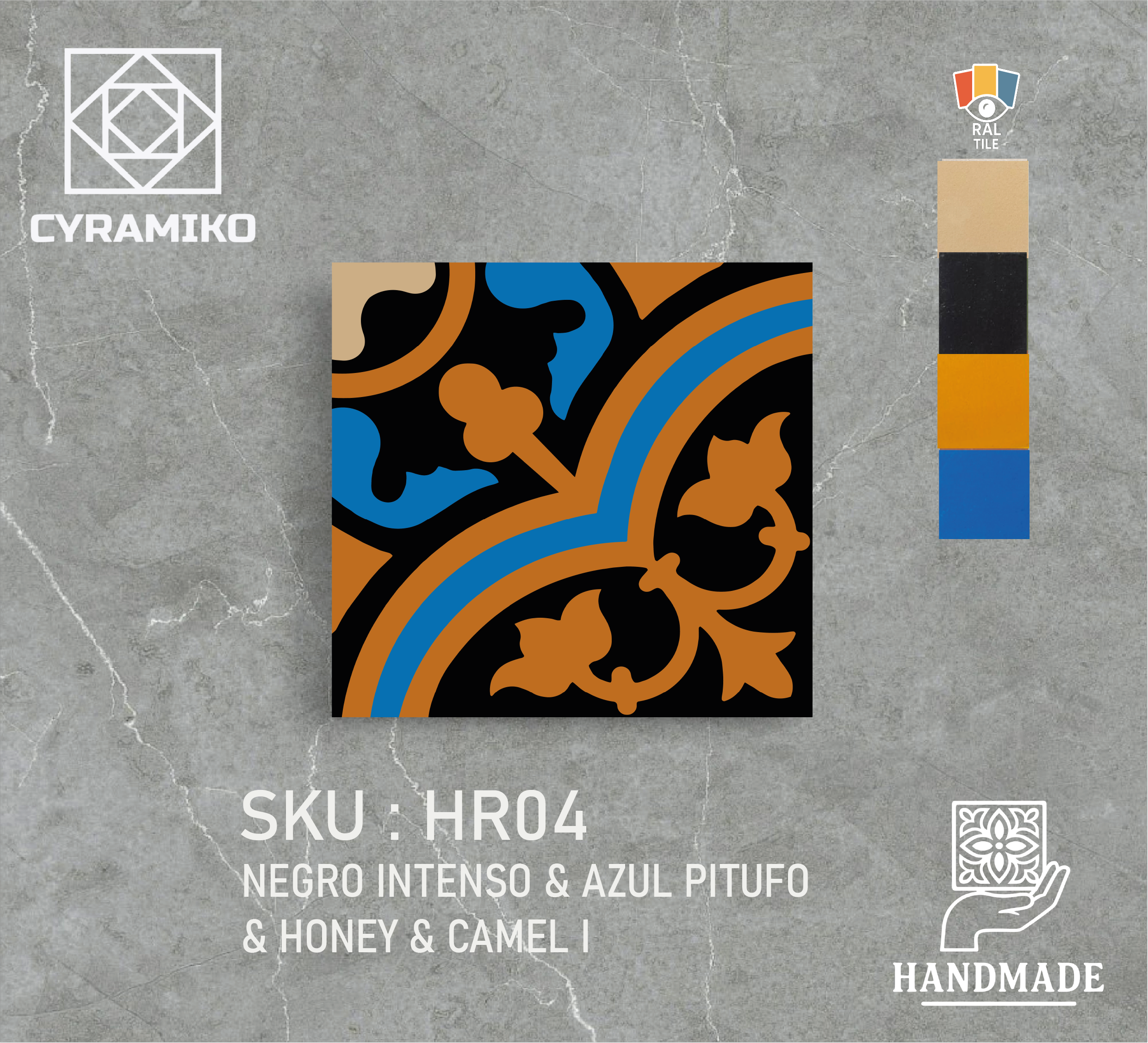 HR04 - NEGRO INTENSO & AZUL PITUFO & HONEY & CAMEL I