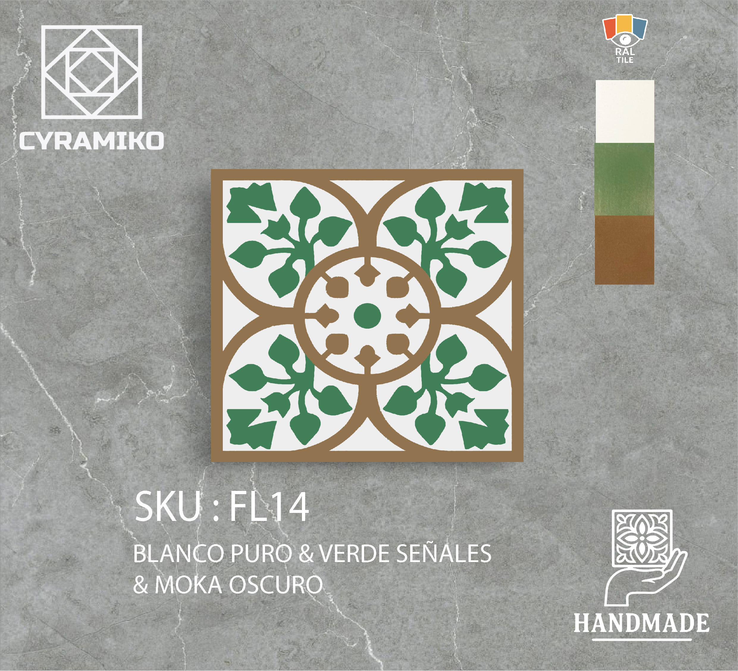 FL14 - MOKA OSCURO & BLANCO PURO & VERDE SEÑALES