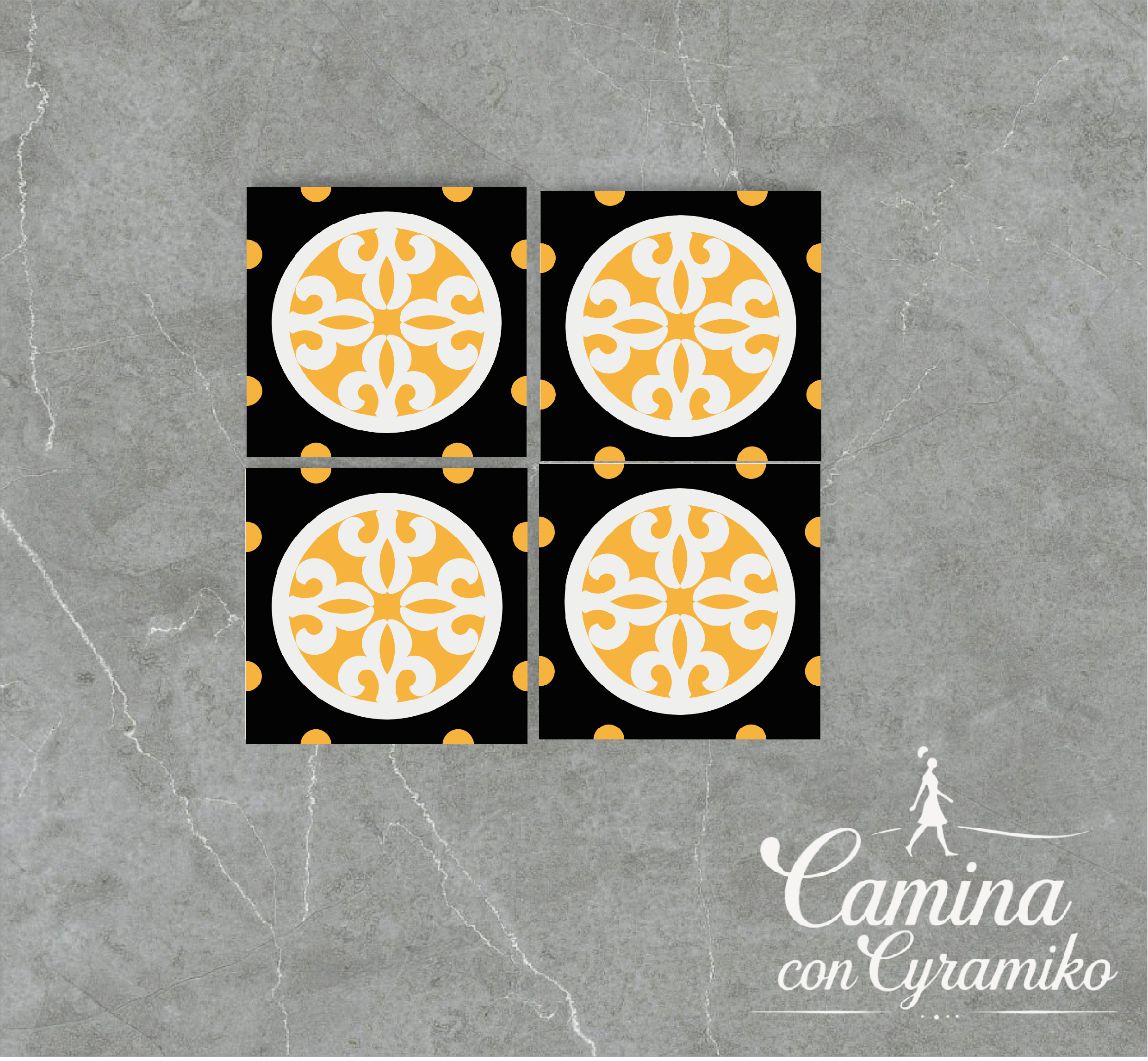 EF07 - NEGRO INTENSO &  BLANCO PURO & AMARILLO DALIA