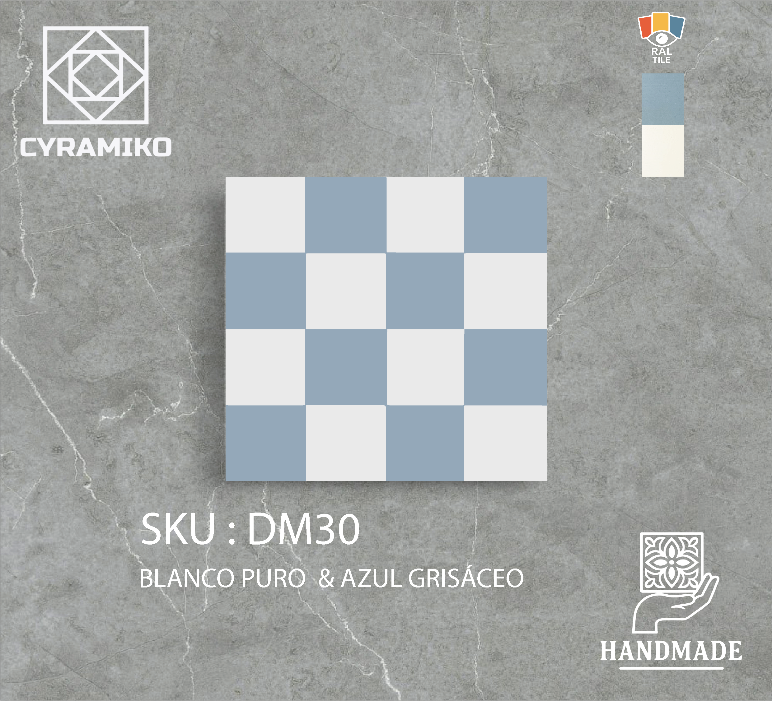 DM30 - BLANCO PURO &  AZUL GRISÁCEO