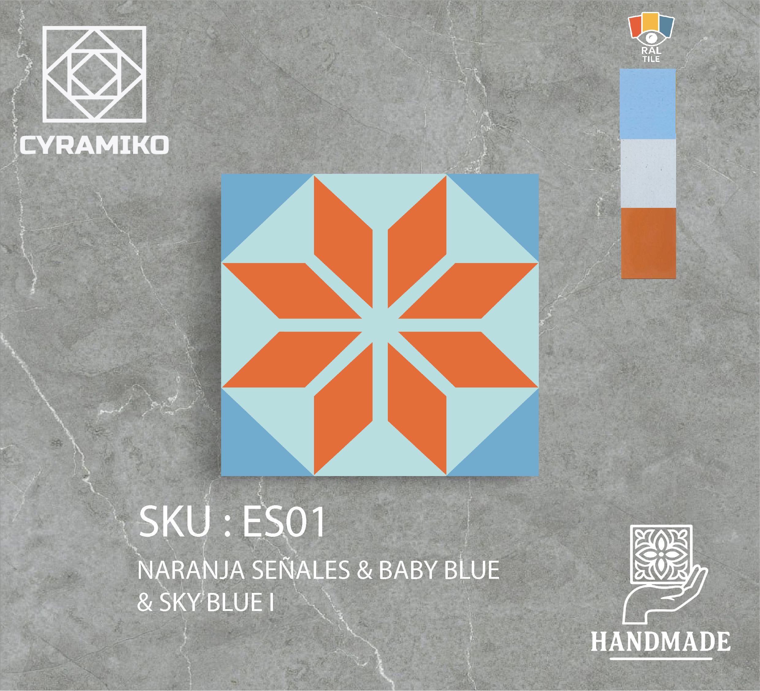 ES01 - NARANJA SEÑALES  & BABY BLUE & SKY BLUE I