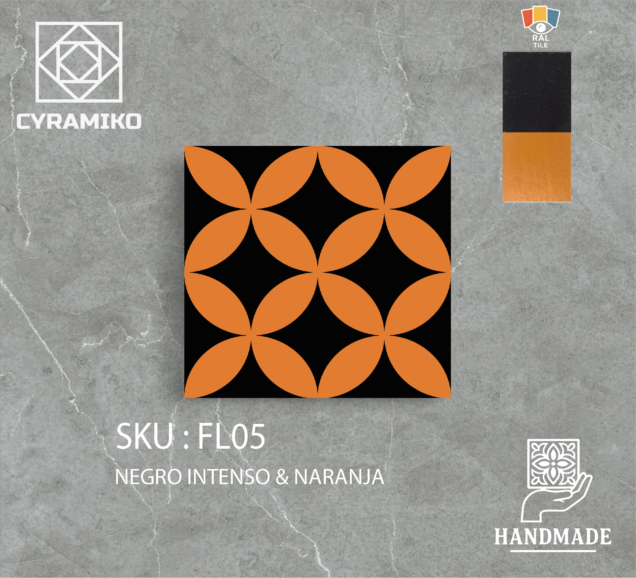 FL05 - NEGRO INTENSO & NARANJA