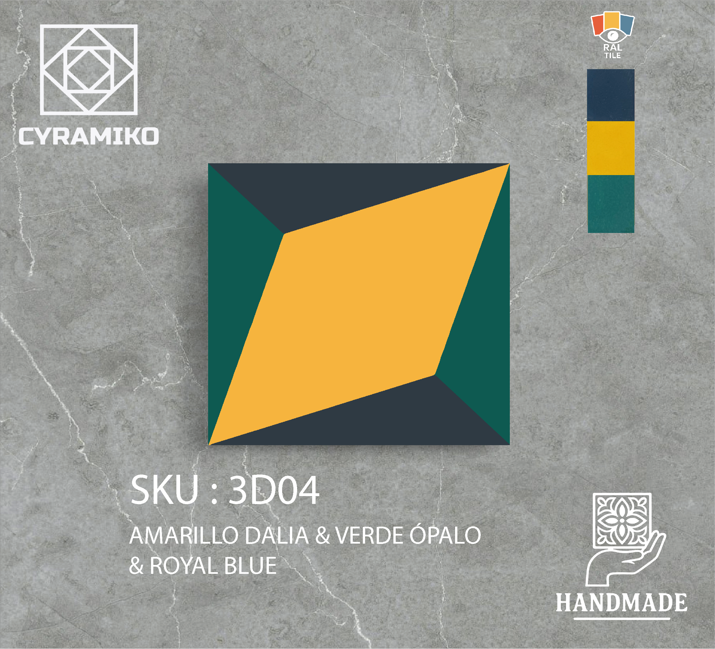 3D04 - AMARILLO DALIA & VERDE ÓPALO & ROYAL BLUE