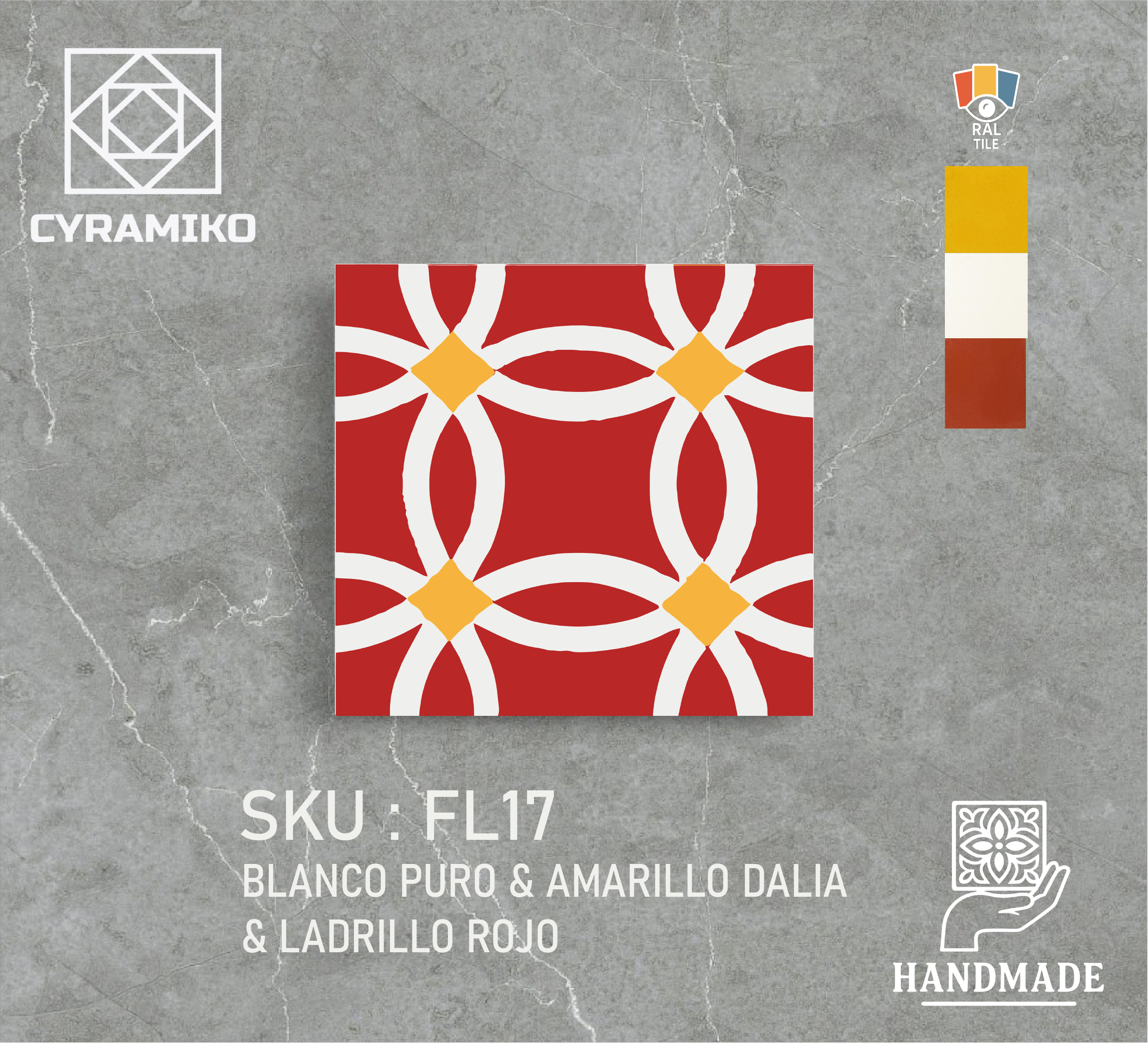 FL17 - LADRILLO ROJO & BLANCO PURO & AMARILLO DALIA