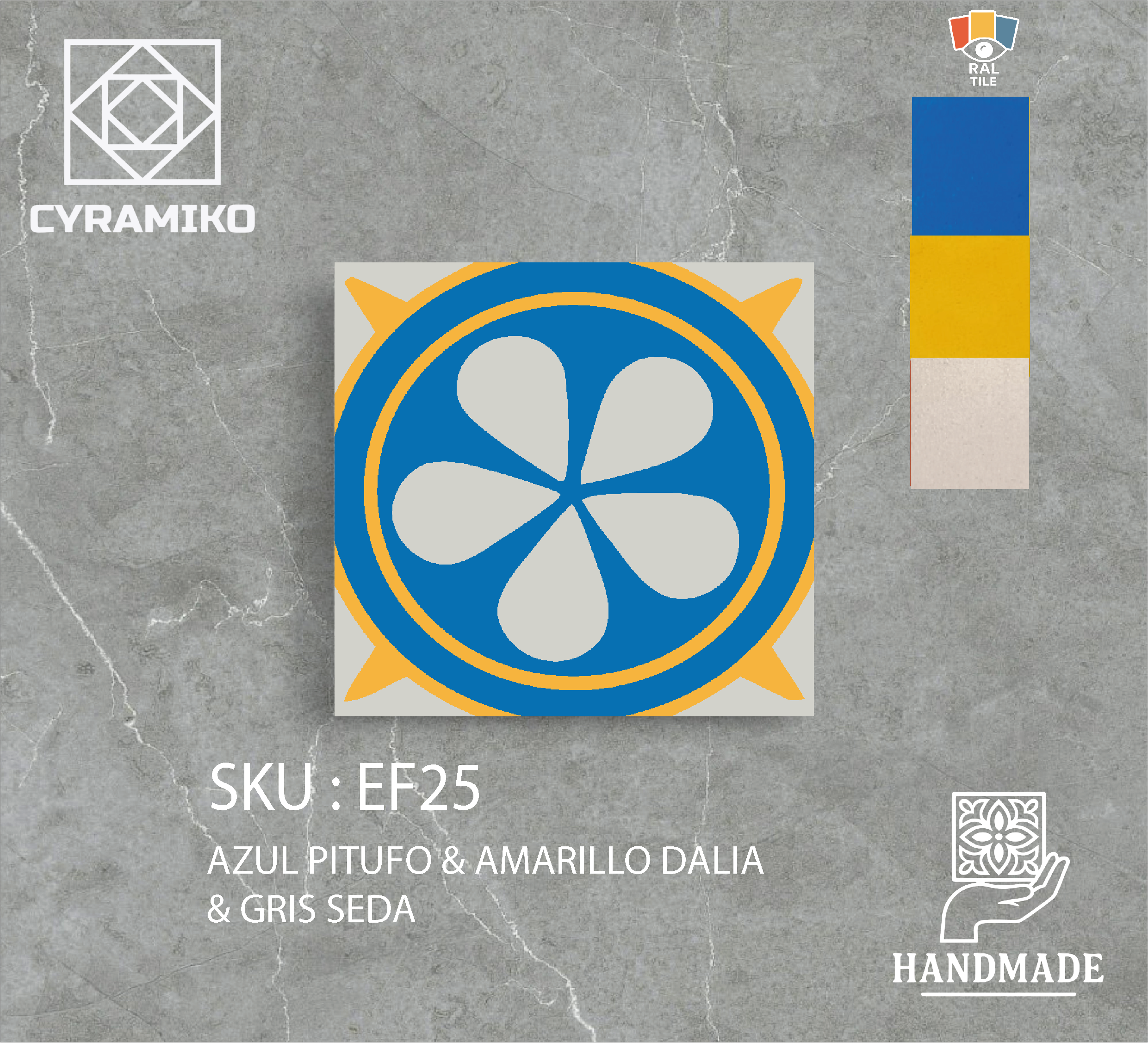 EF25 - AZUL PITUFO & AMARILLO DALIA & GRIS SEDA