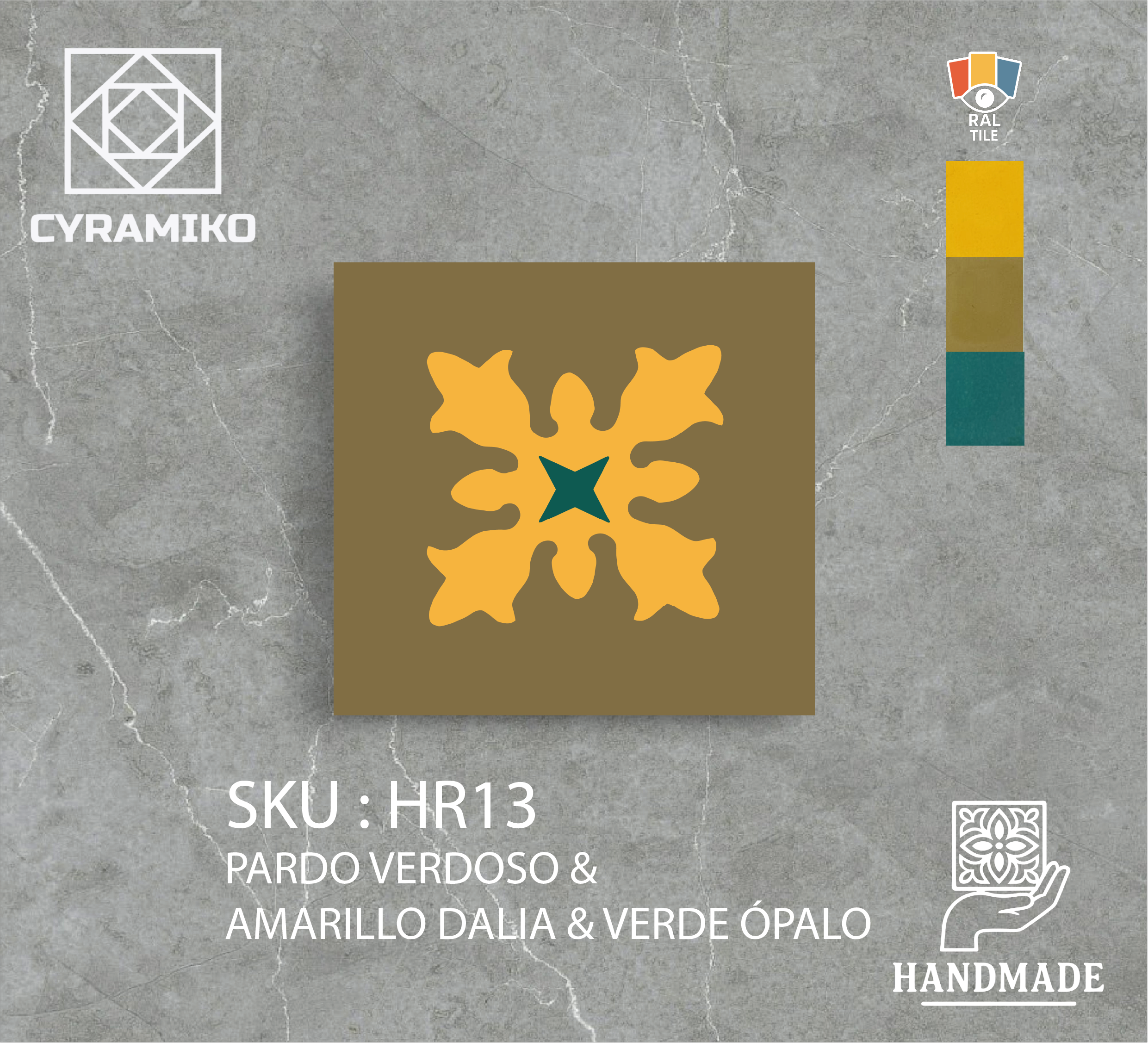 HR13 - PARDO VERDOSO & AMARILLO DALIA & VERDE ÓPALO