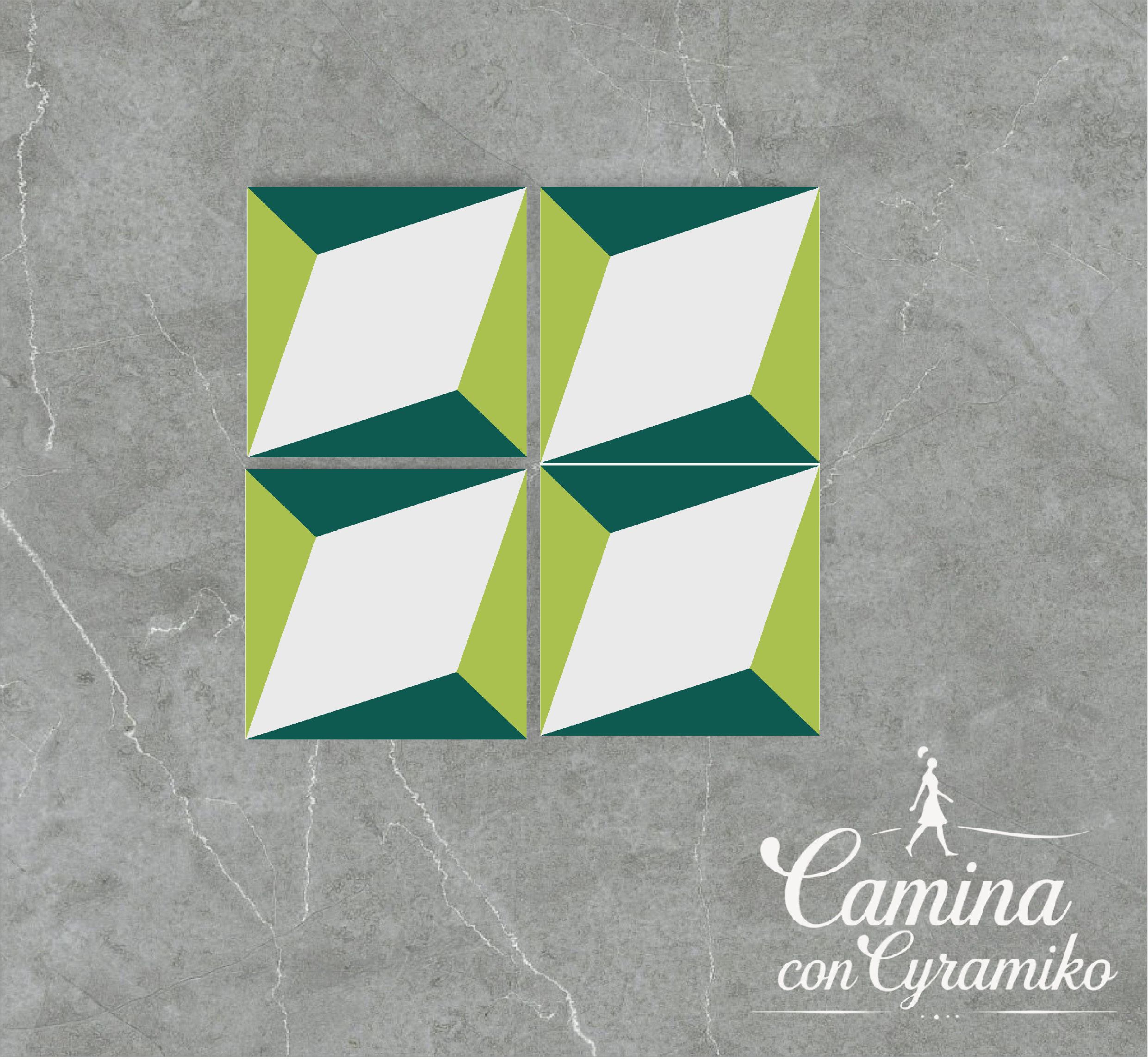 3D01 - BLANCO PURO & VERDE FIBRA & VERDE ÓPALO