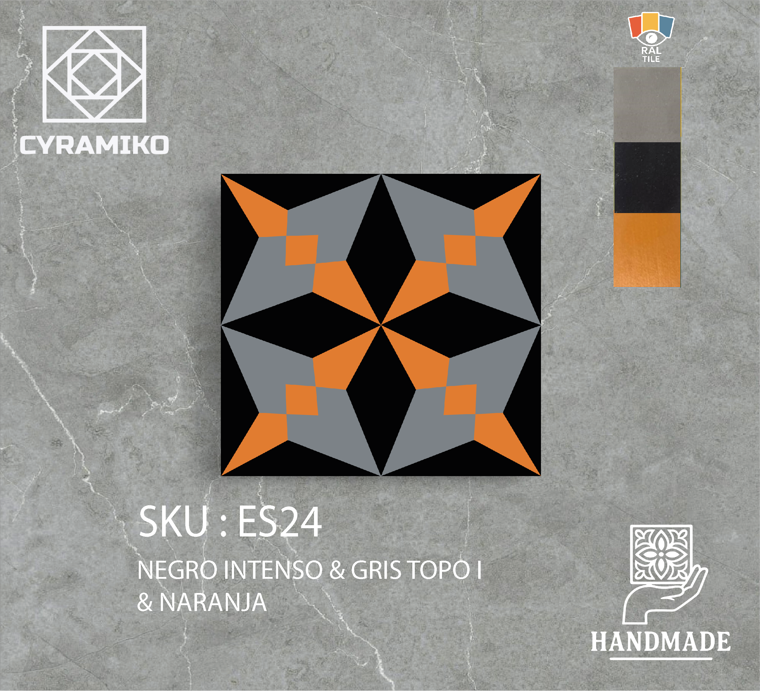 ES24 - NEGRO INTENSO & GRIS TOPO I & NARANJA