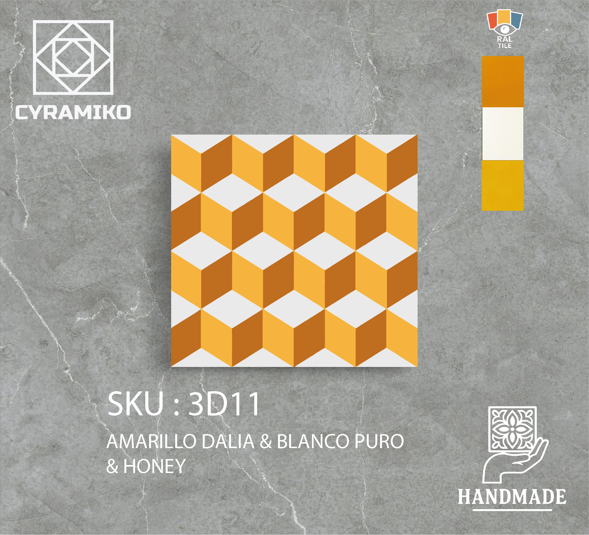 3D11 - AMARILLO DALIA & HONEY & BLANCO PURO