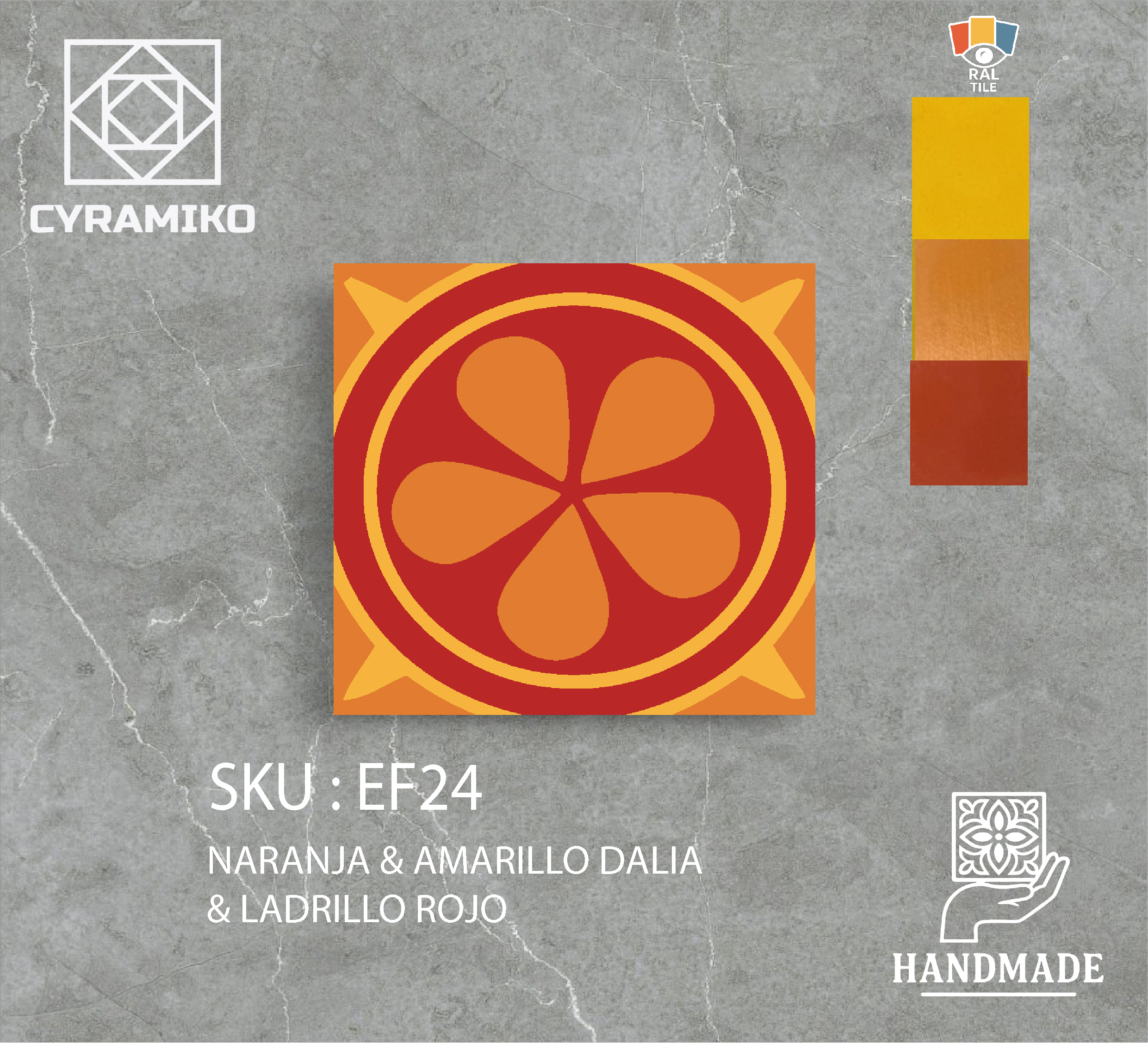 EF24 - NARANJA & AMARILLO DALIA & LADRILLO ROJO