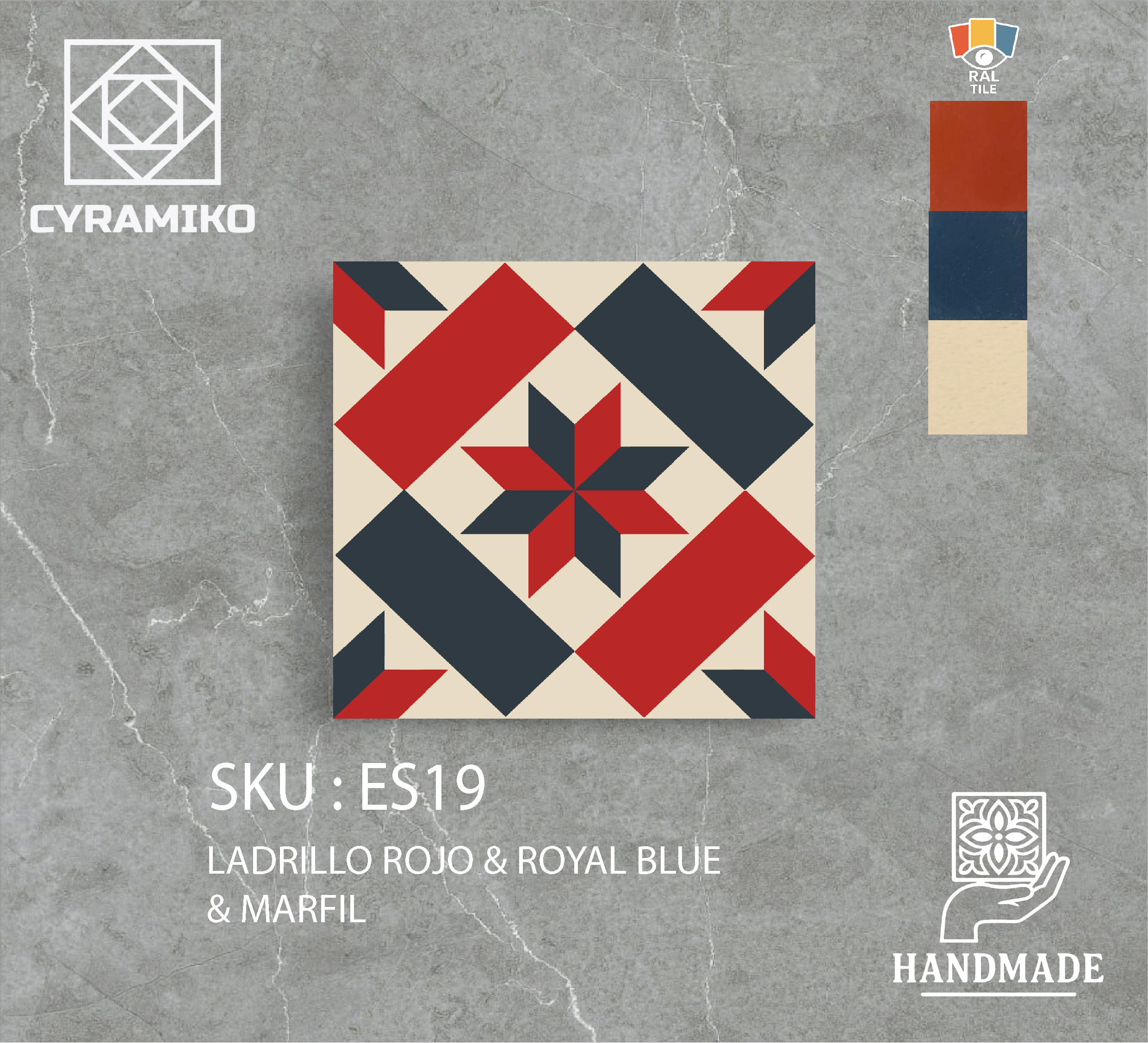 ES19 - LADRILLO ROJO & ROYAL BLUE & MARFIL