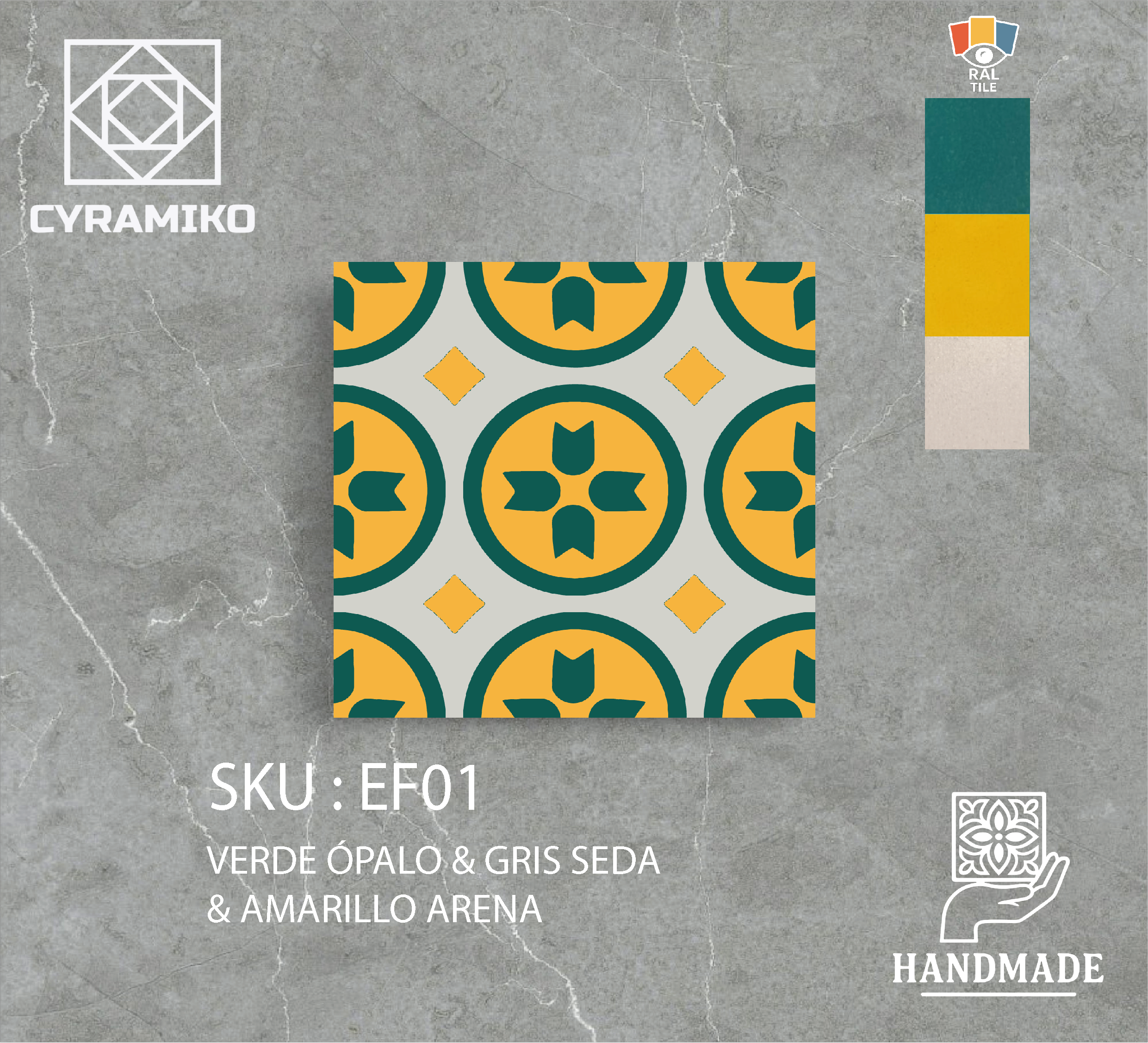 EF01 - VERDE ÓPLALO & GRIS SEDA & AMARILLO DALIA