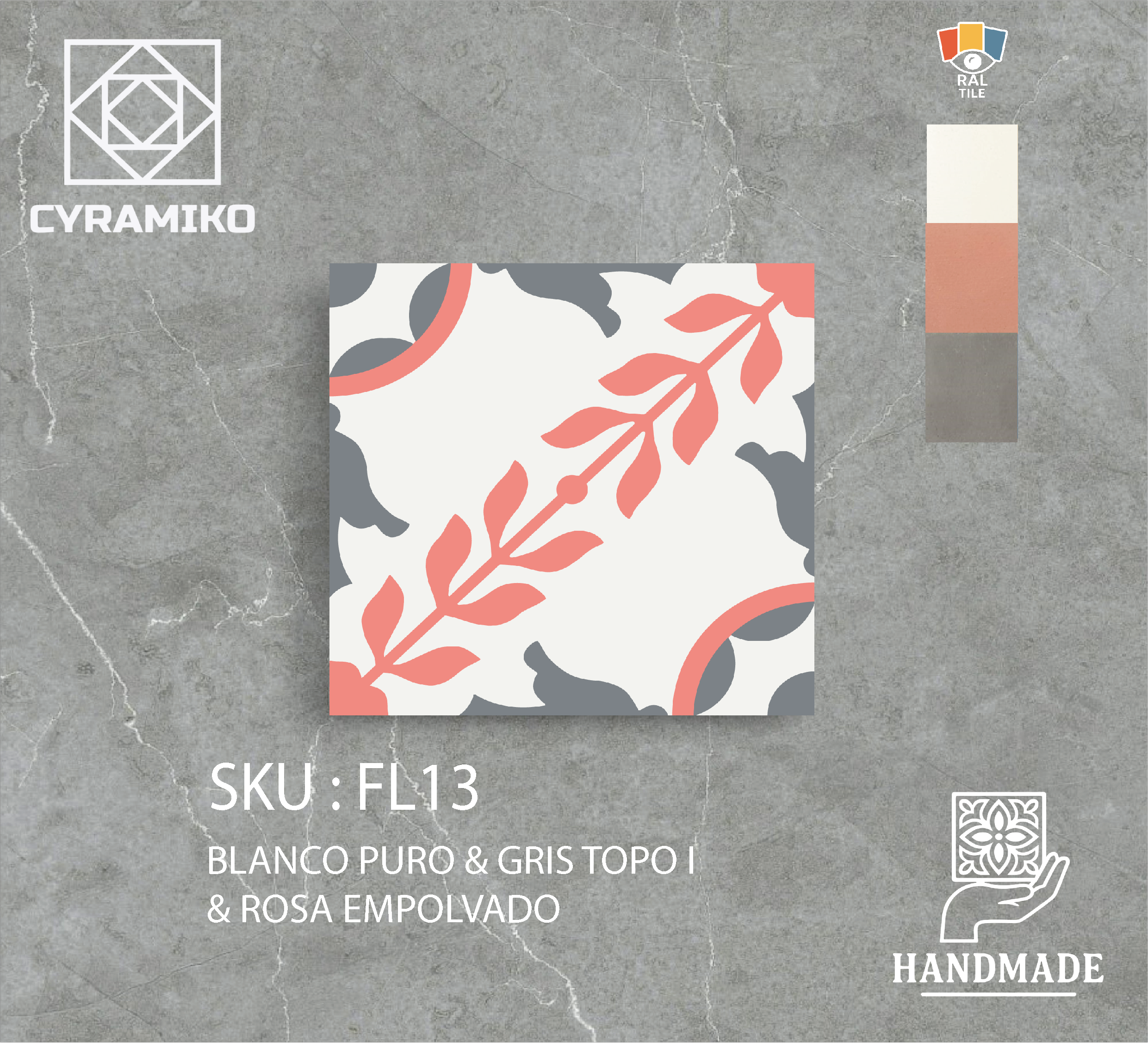 FL13 - ROSA EMPOLVADO & BLANCO PURO & GRIS TOPO I