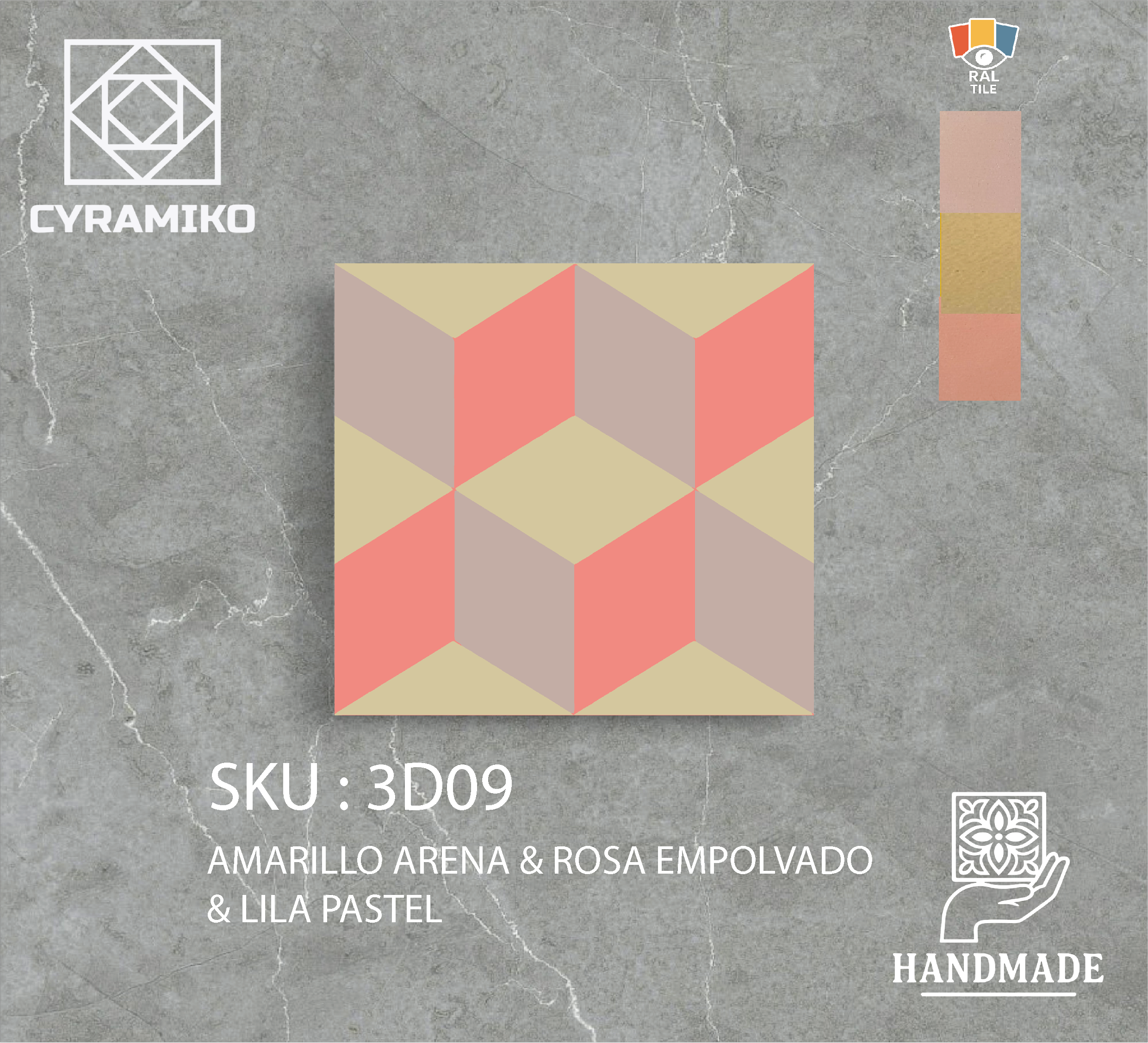 3D09 - AMARILLO ARENA & ROSA EMPOLVADO & LILA PASTEL