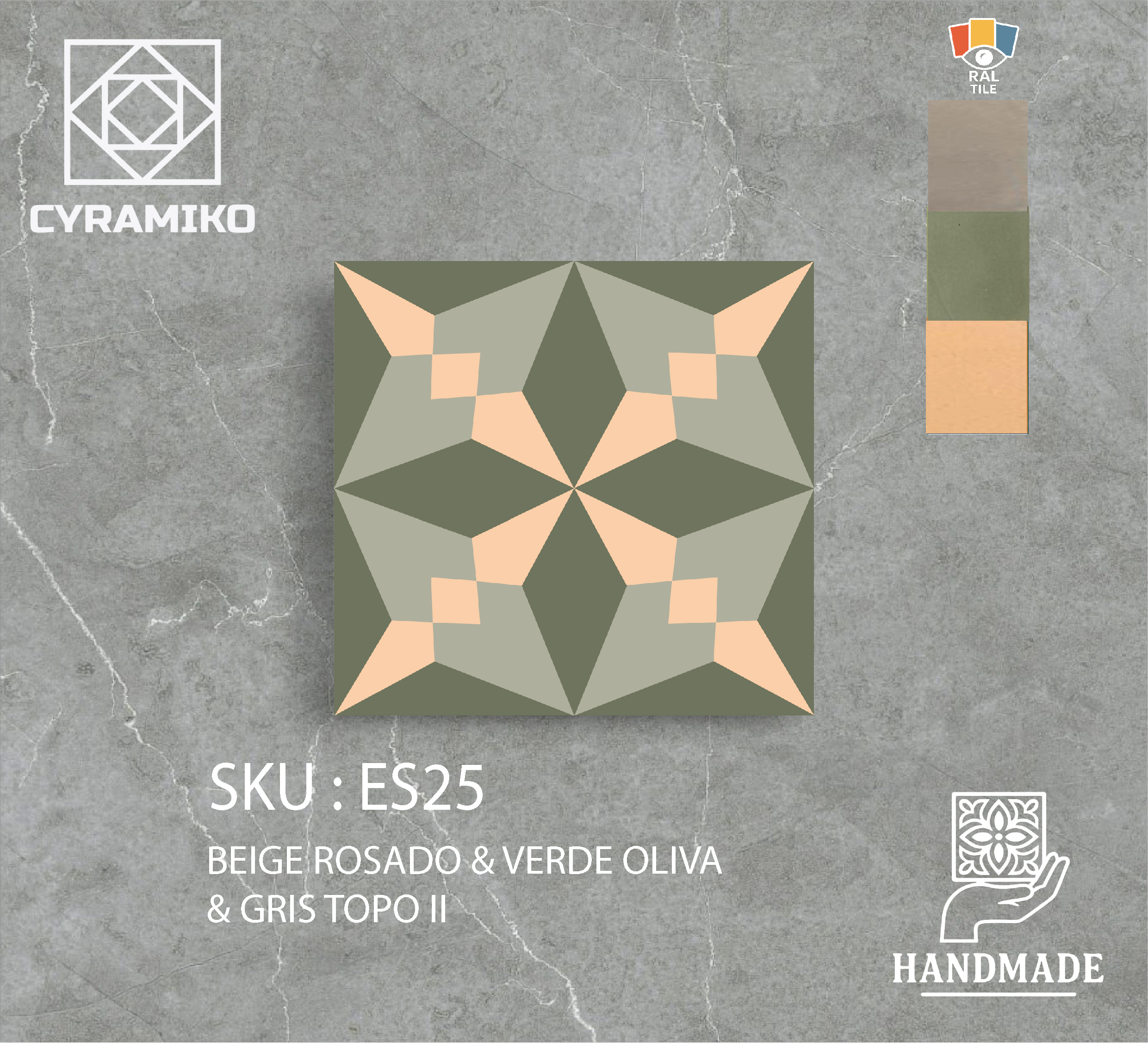 ES25 - BEIGE ROSADO & VERDE OLIVA & GRIS TOPO II