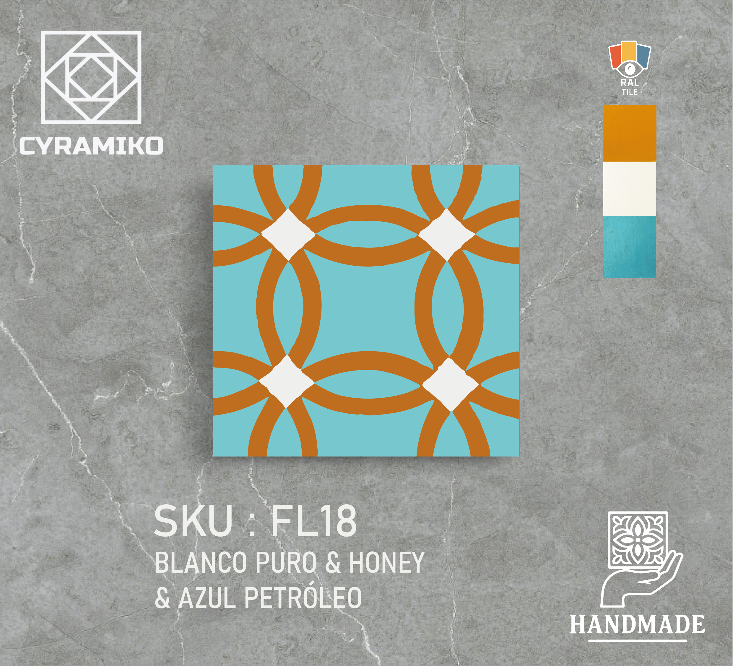 FL18 - AZUL PETRÓLEO & BLANCO PURO & HONEY