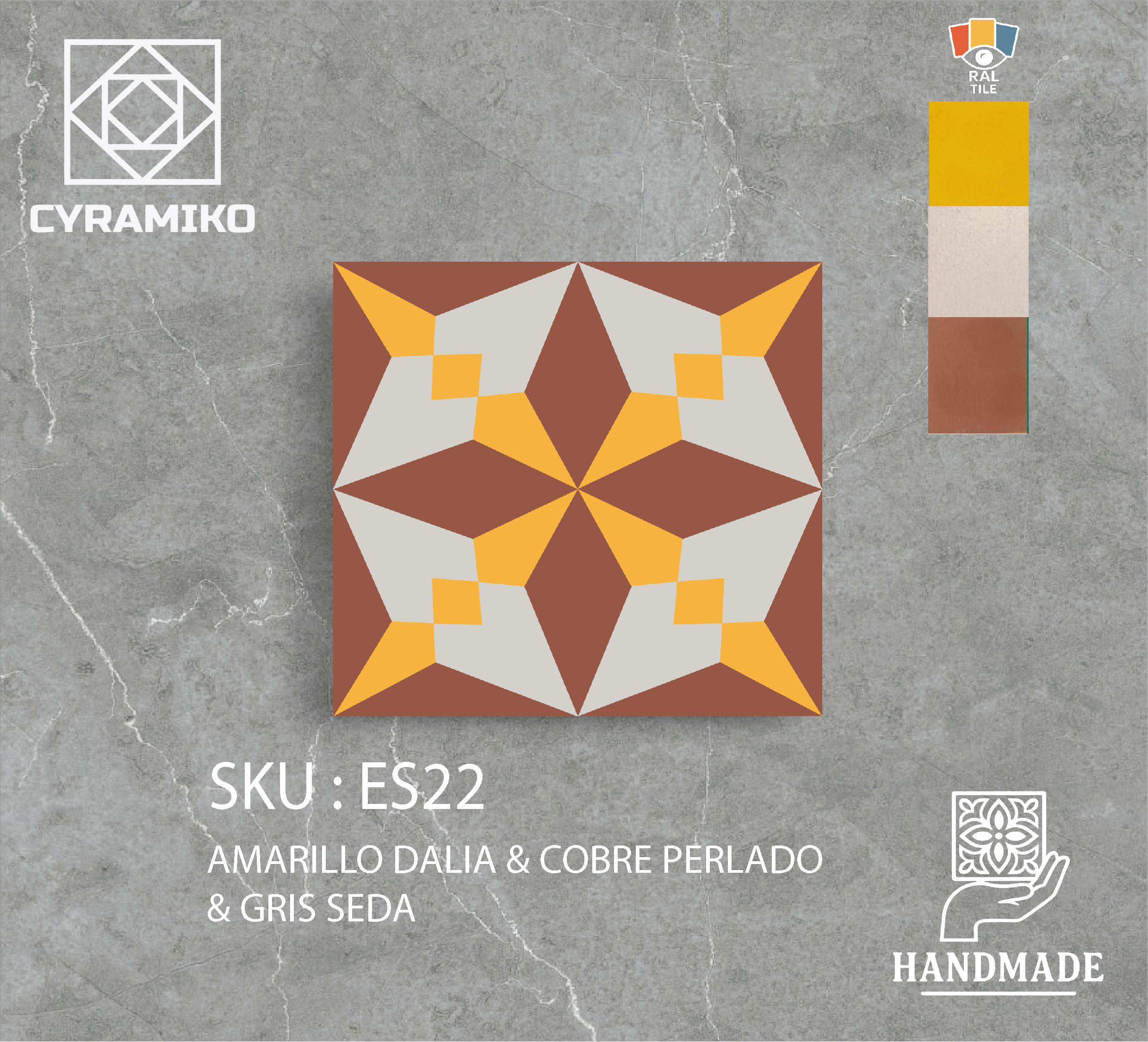 ES22 - AMARILLO DALIA & COBRE PERLADO & GRIS SEDA