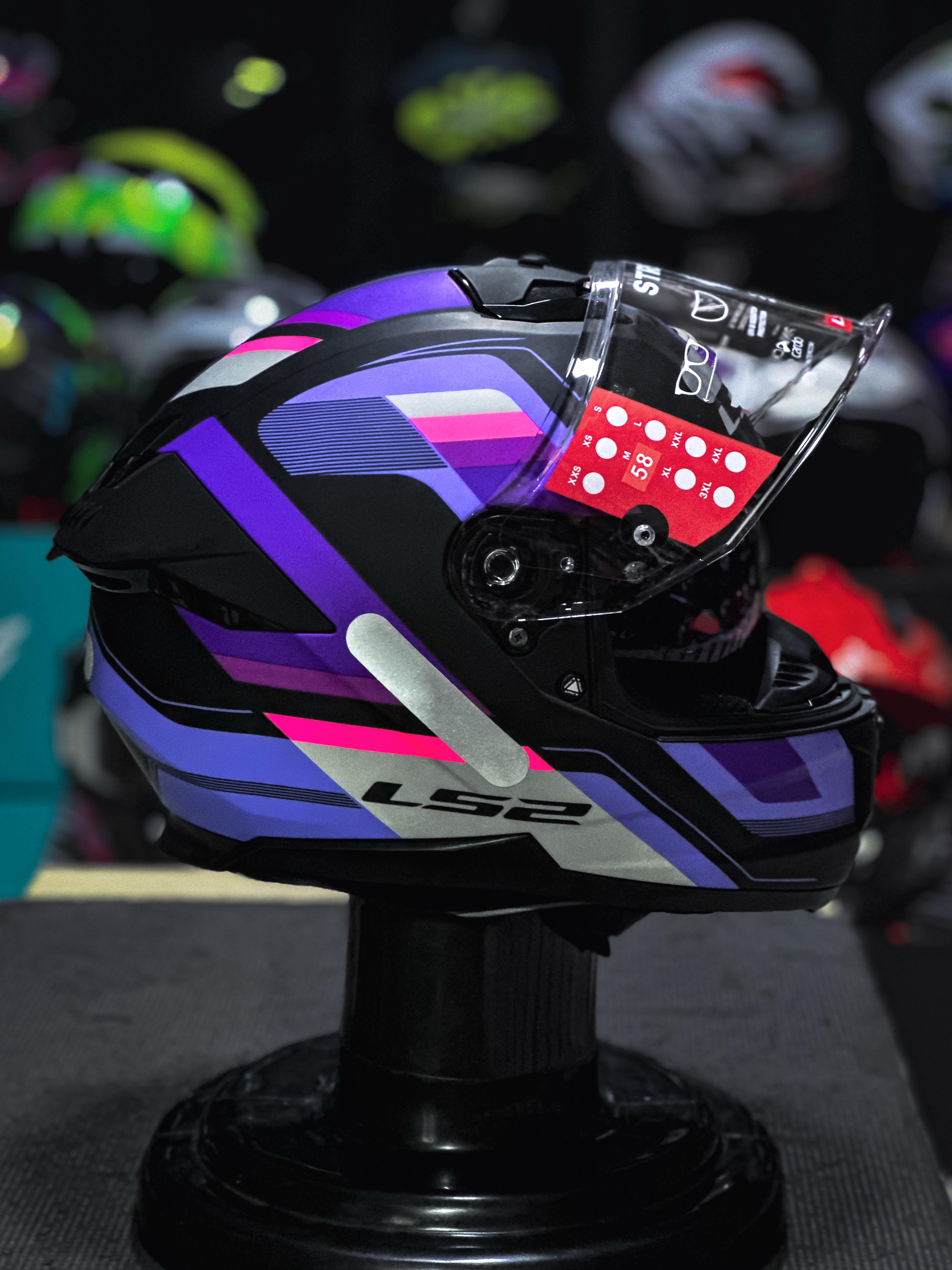 LS2 FF808 STREAM II VINTAGE MATTE BLK/PUR/GREY