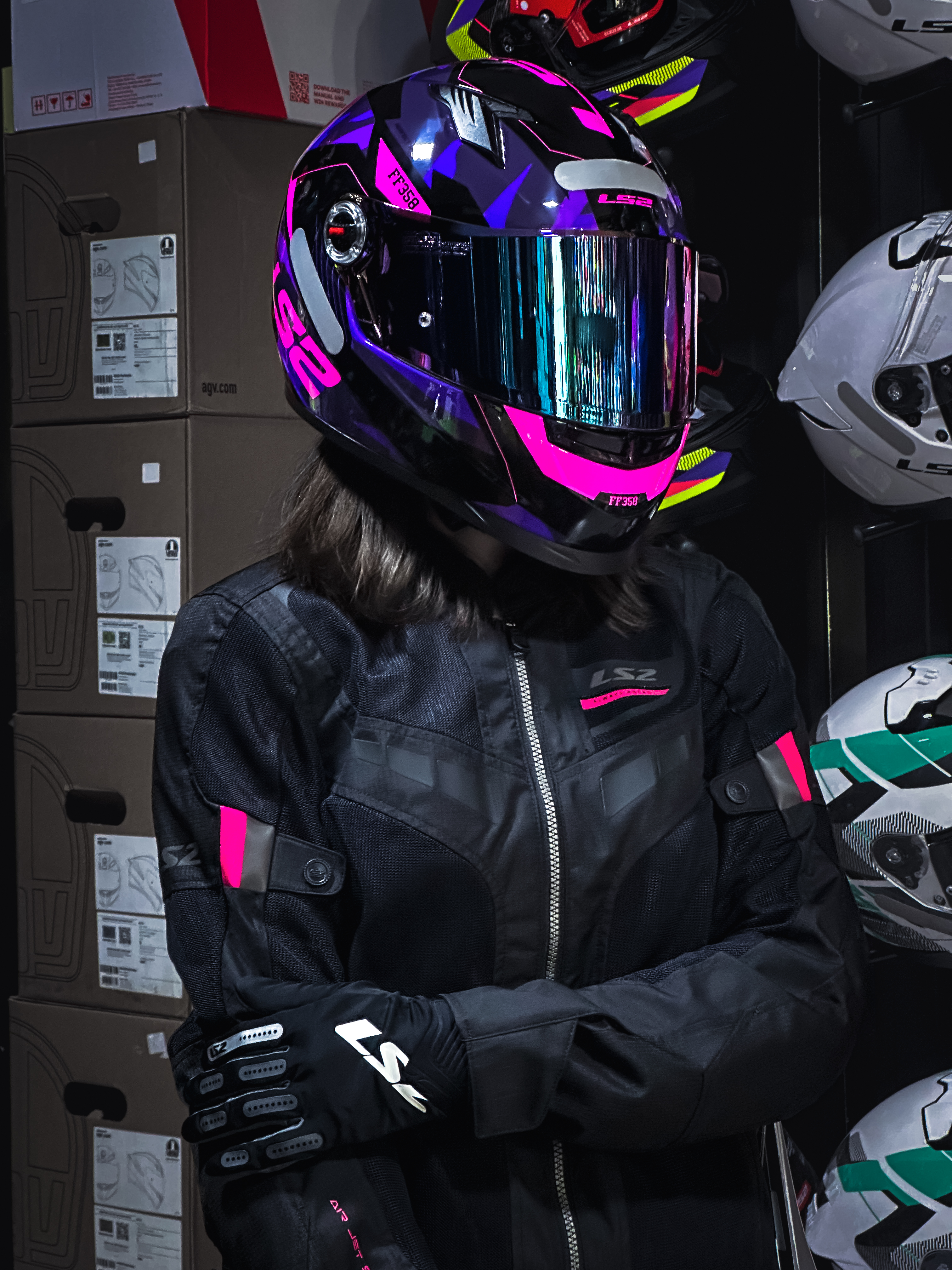 JAQUETA LS2 GARDA LADY BLACK/PINK