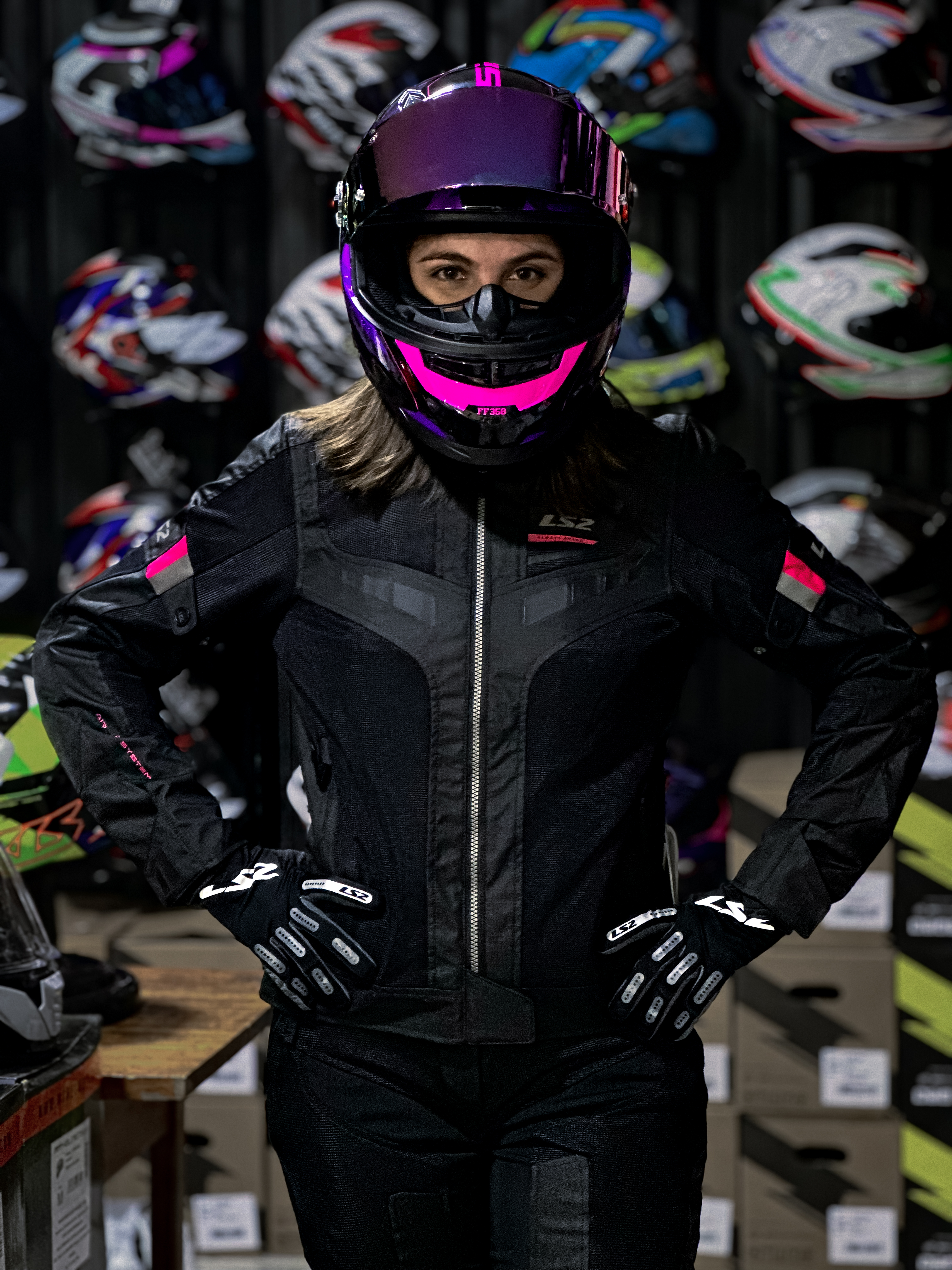 JAQUETA LS2 GARDA LADY BLACK/PINK