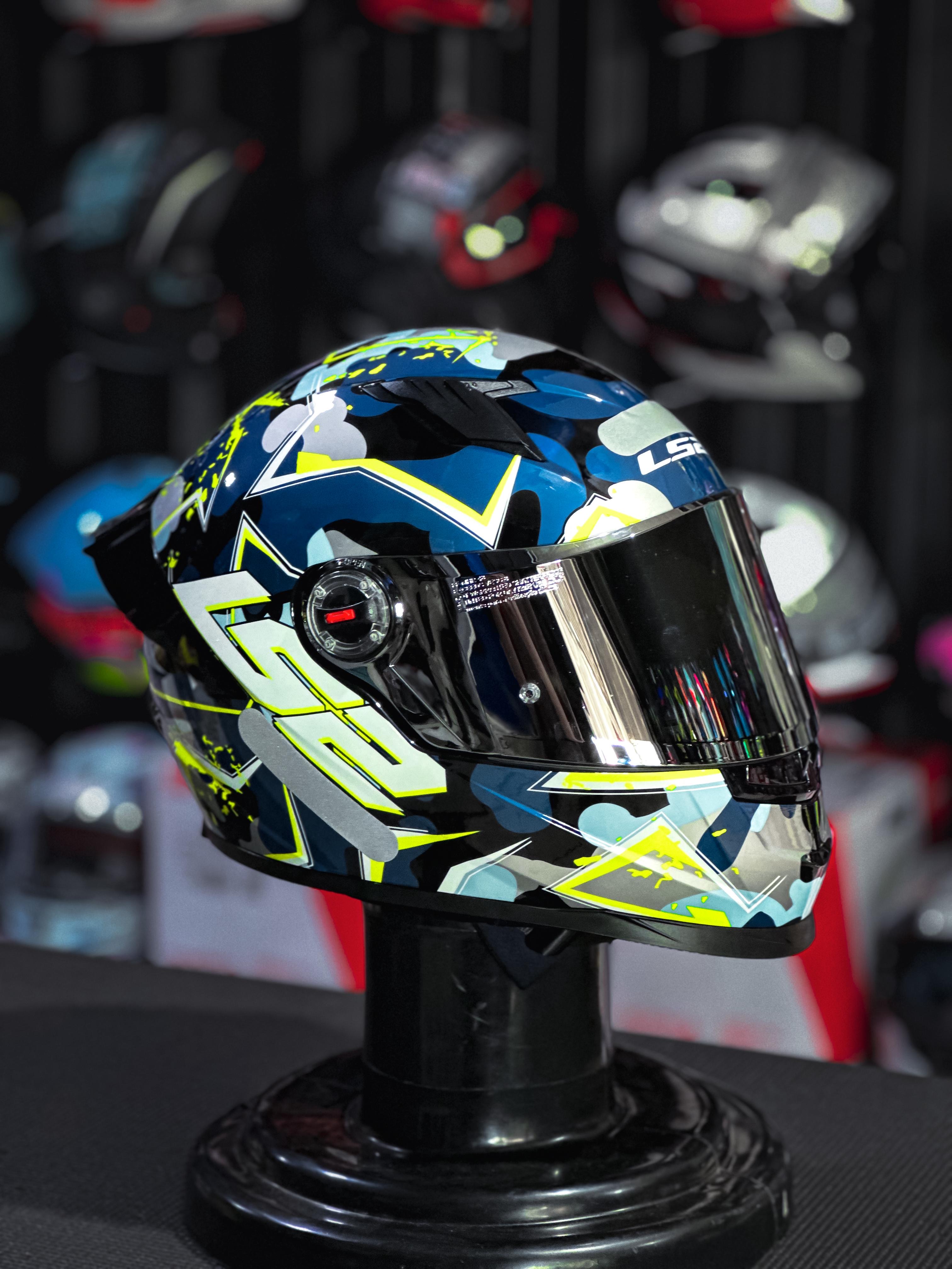 LS2 FF358 S CAMO BLUE/YELLOW