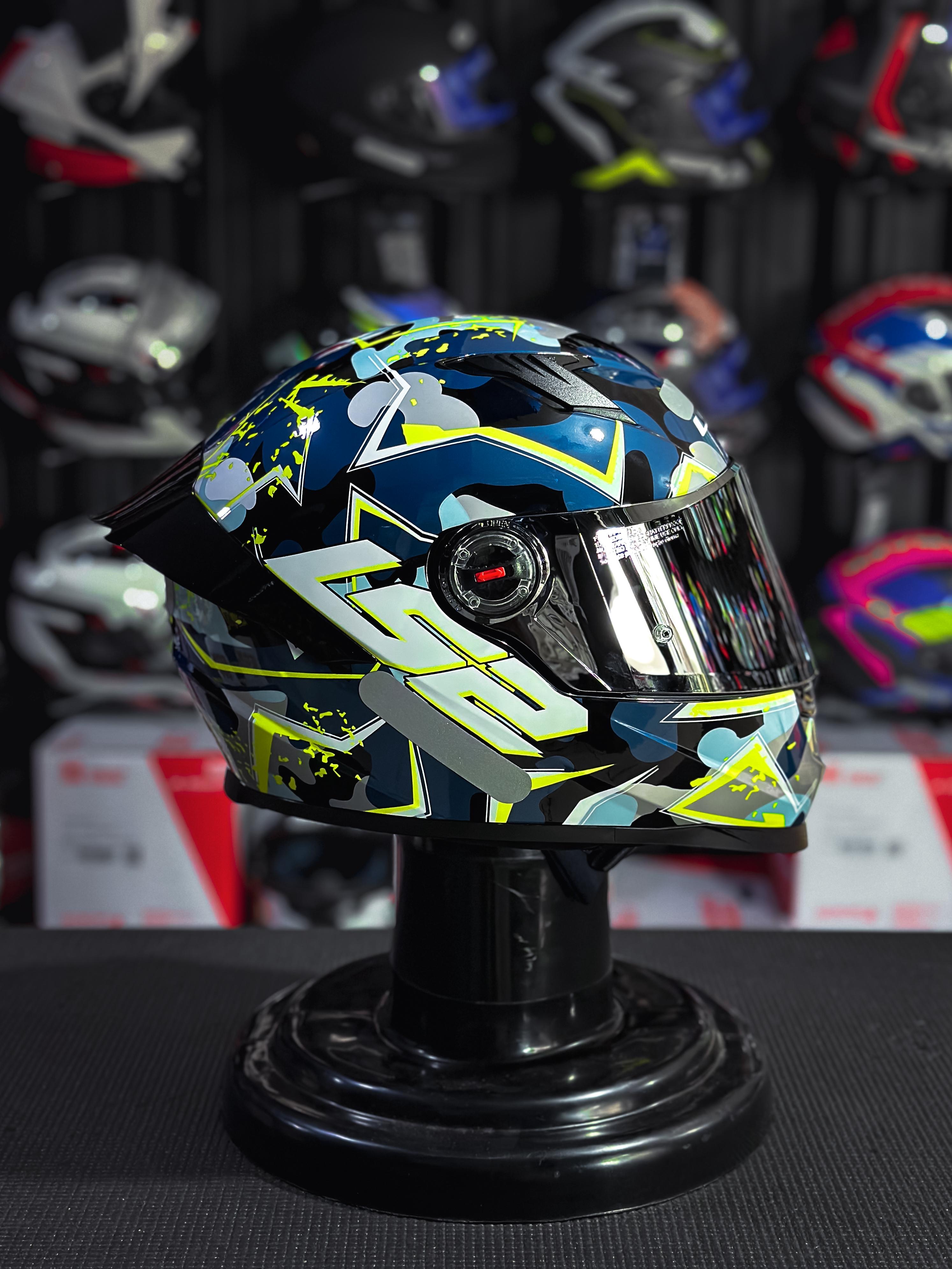 LS2 FF358 S CAMO BLUE/YELLOW