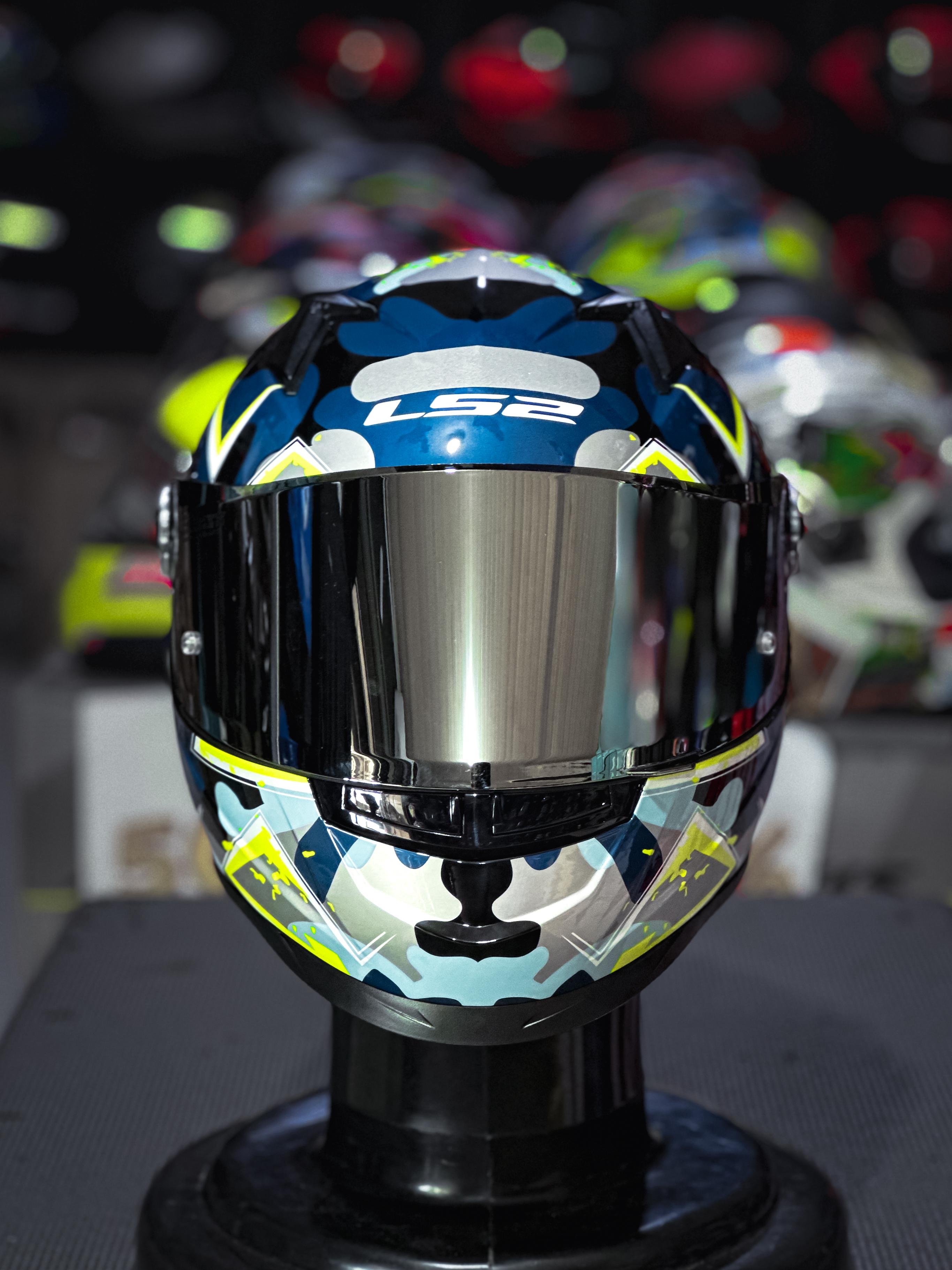 LS2 FF358 S CAMO BLUE/YELLOW