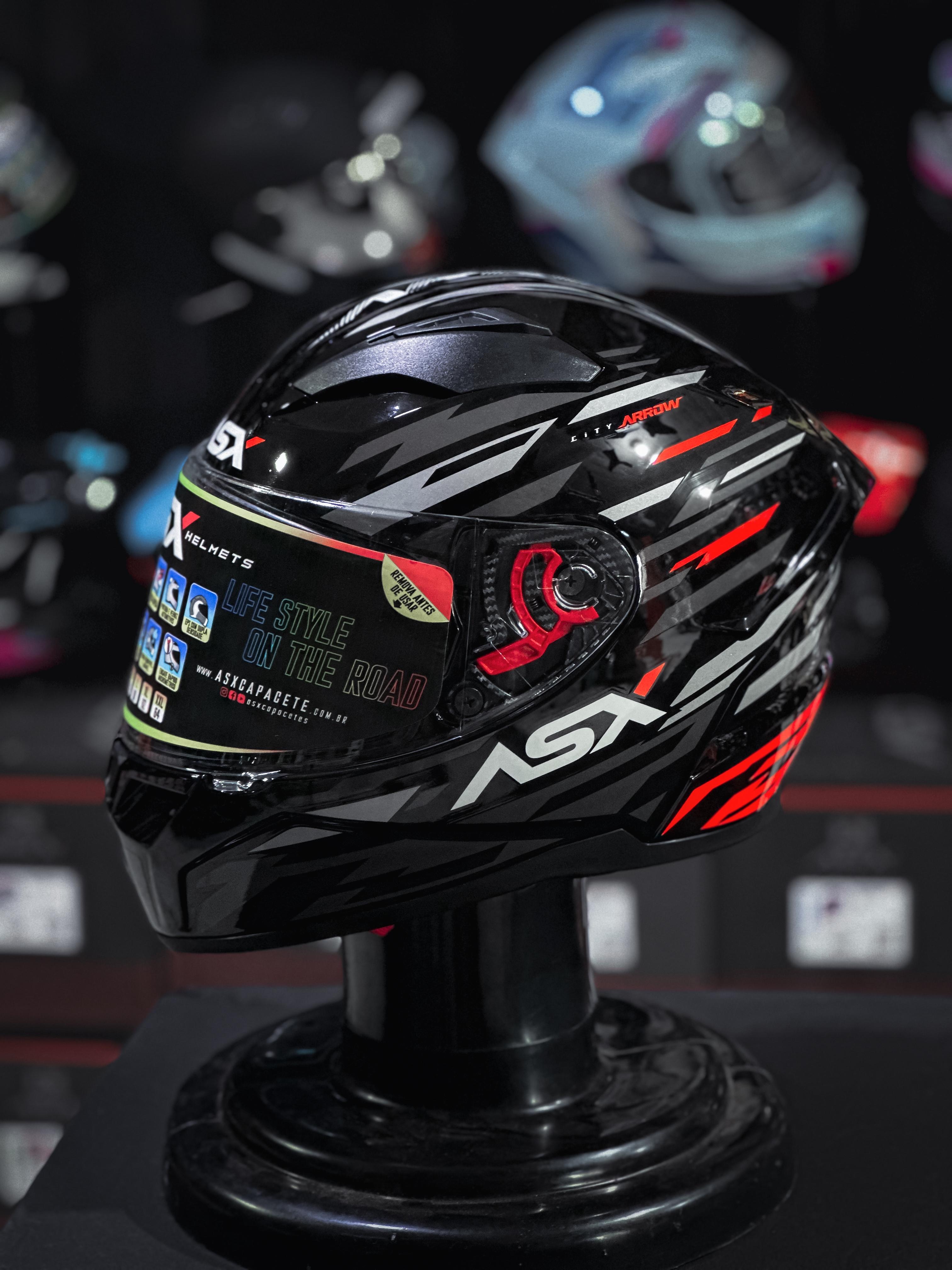 ASX CITY ARROW BRILHO PRETO/GRAFITE/VERMELHO