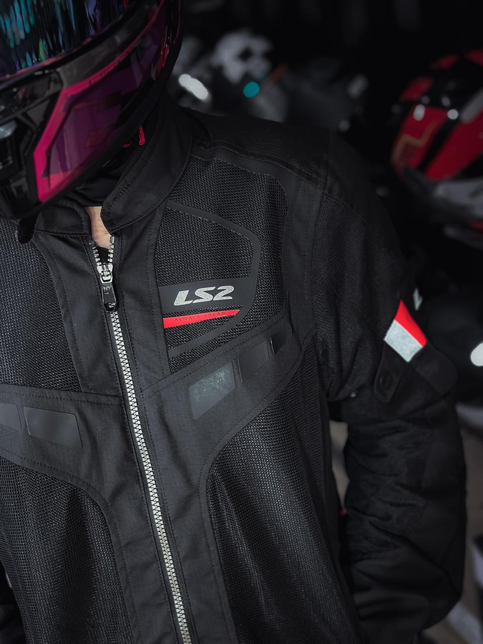 JAQUETA LS2 GARDA LADY FEMININA BLACK/RED