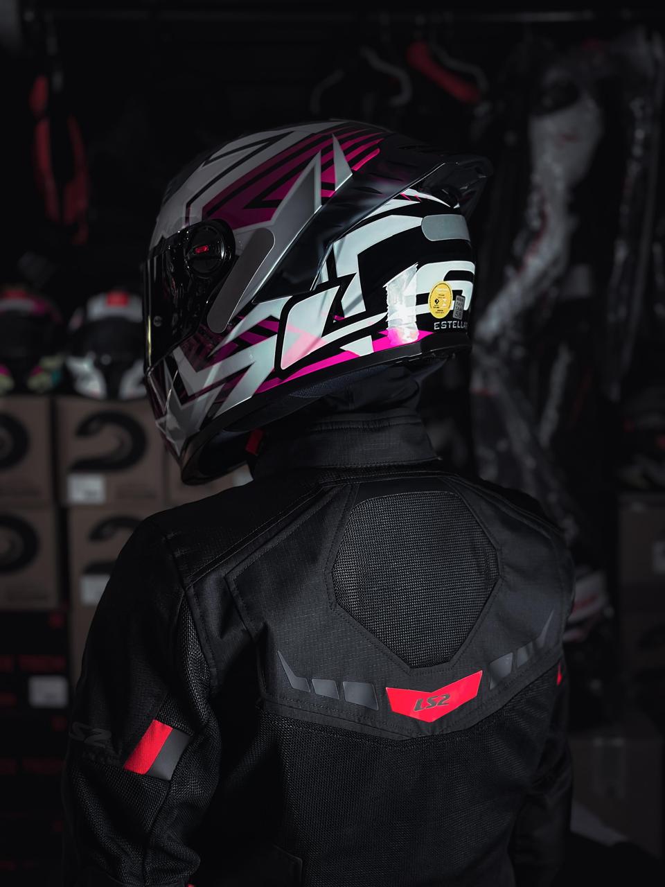 JAQUETA LS2 GARDA LADY FEMININA BLACK/RED