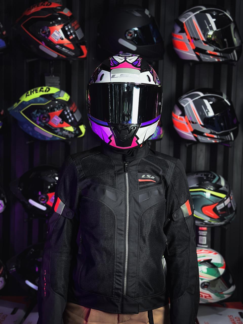 JAQUETA LS2 GARDA LADY FEMININA BLACK/RED