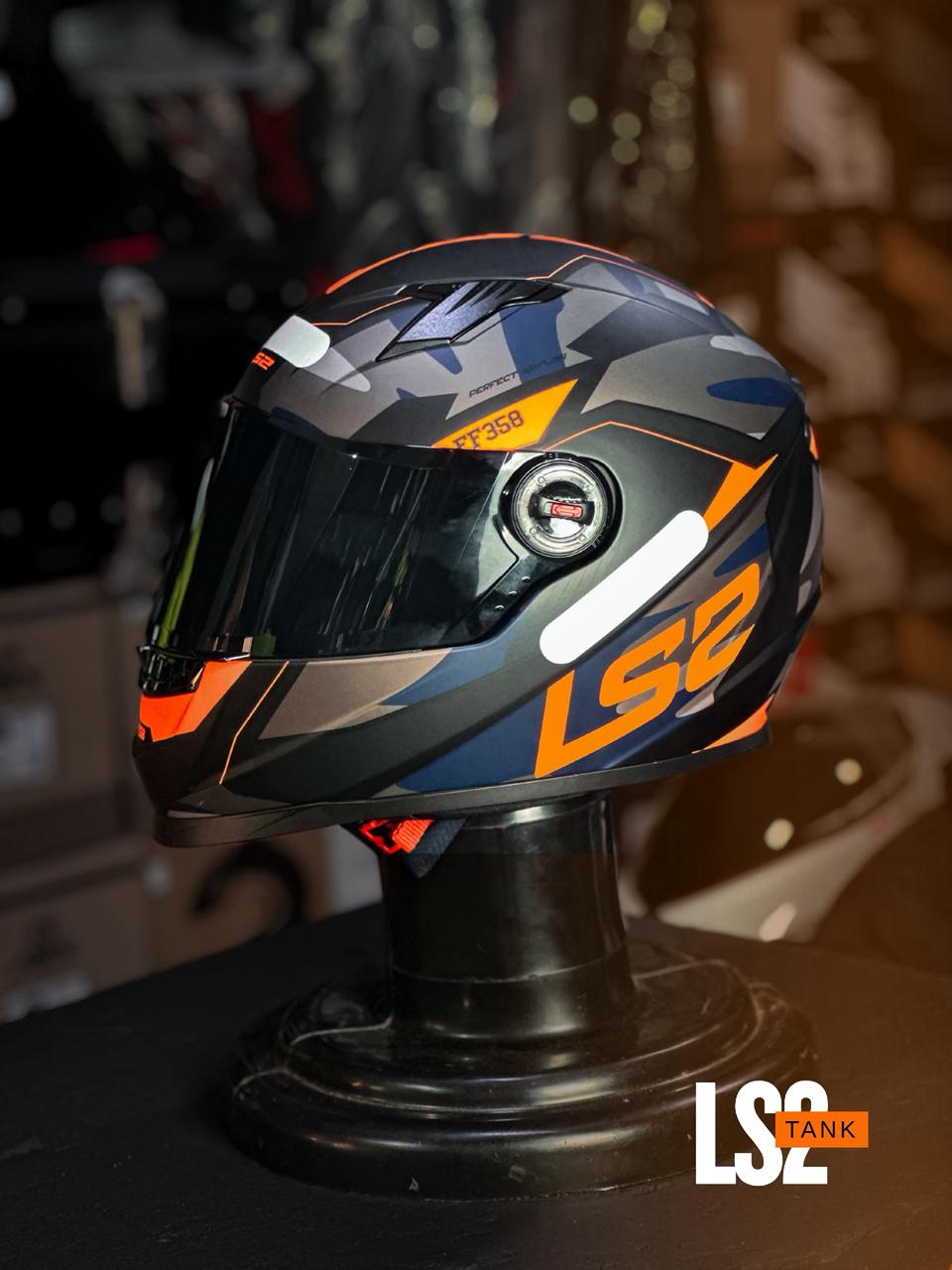LS2 FF358 TANK fosco preto/laranja