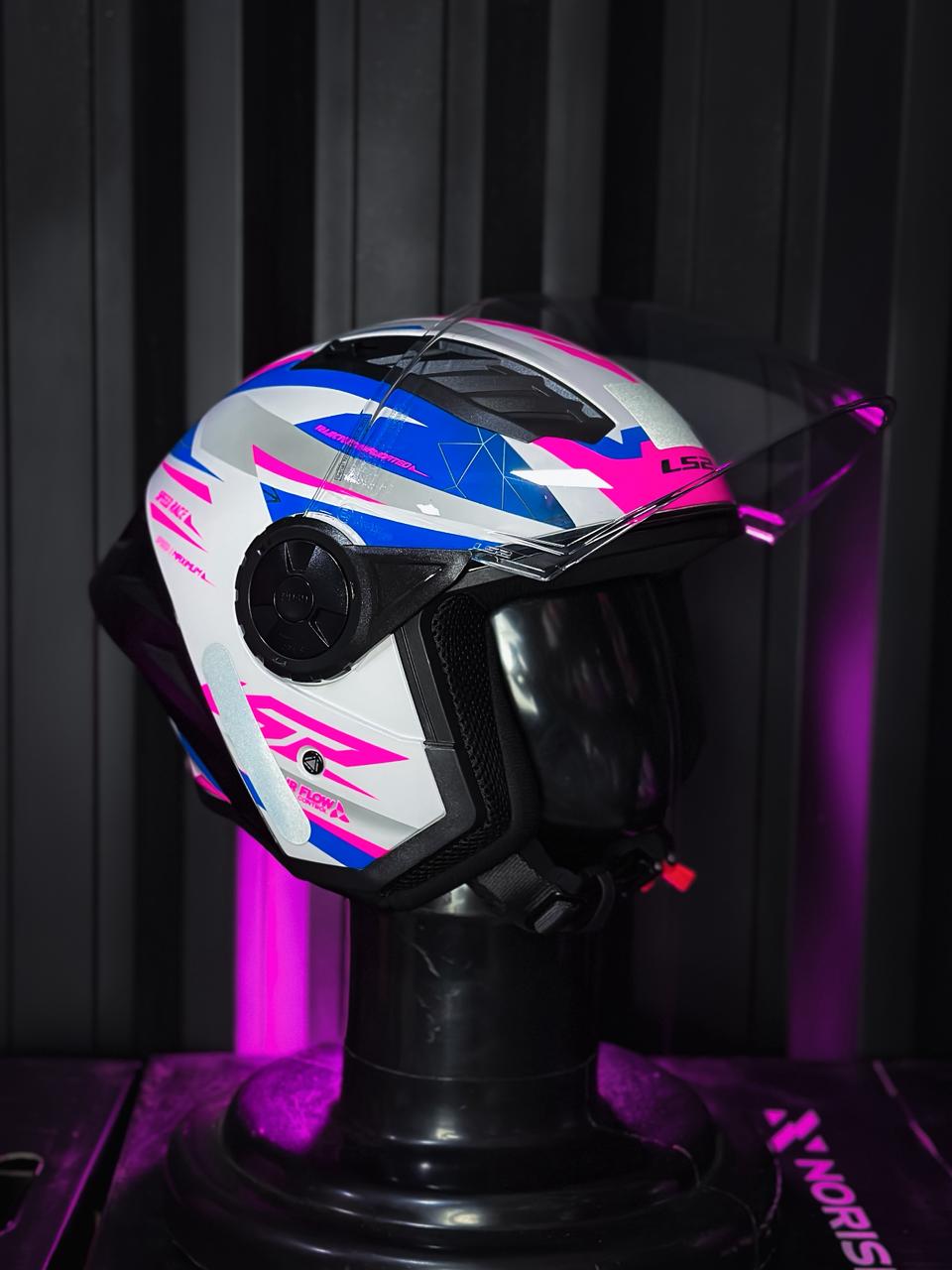 LS2 AIRFLOW II OF616 S DRAZE BRANCO/AZUL/ROSA