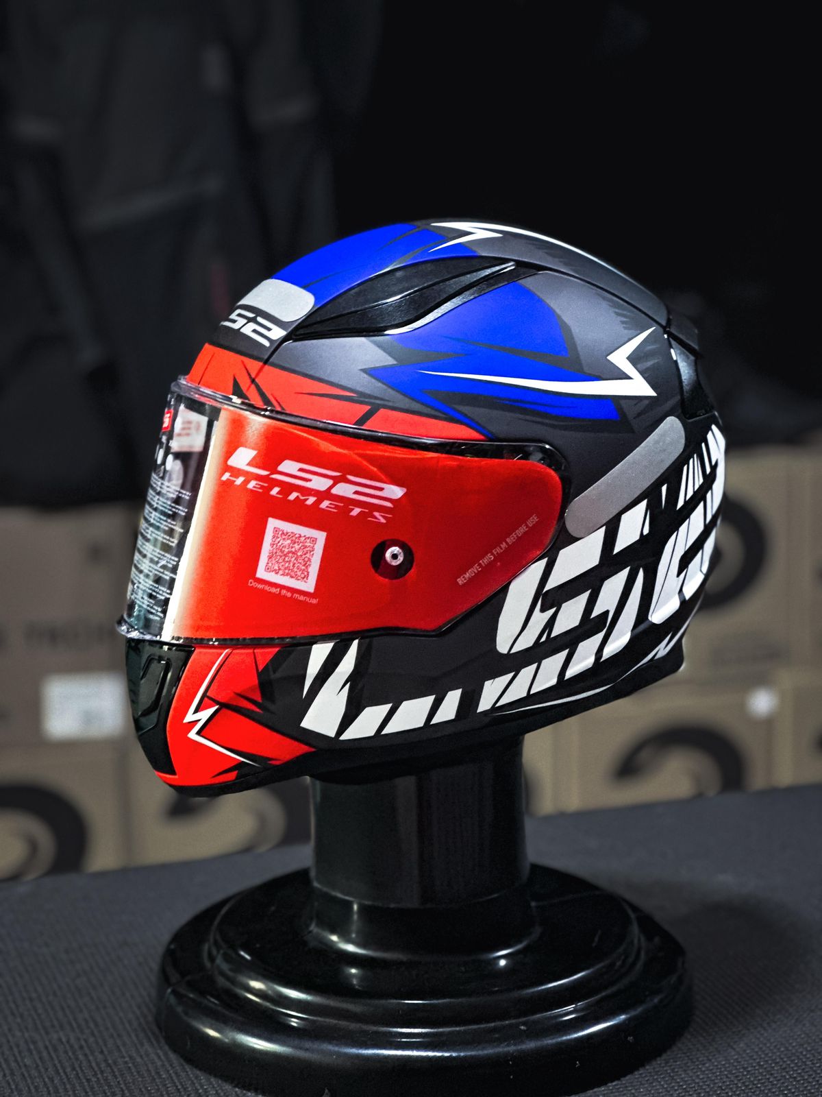  LS2 RAPID FF353 CROMO MATTE BLK/RED/BLUE 