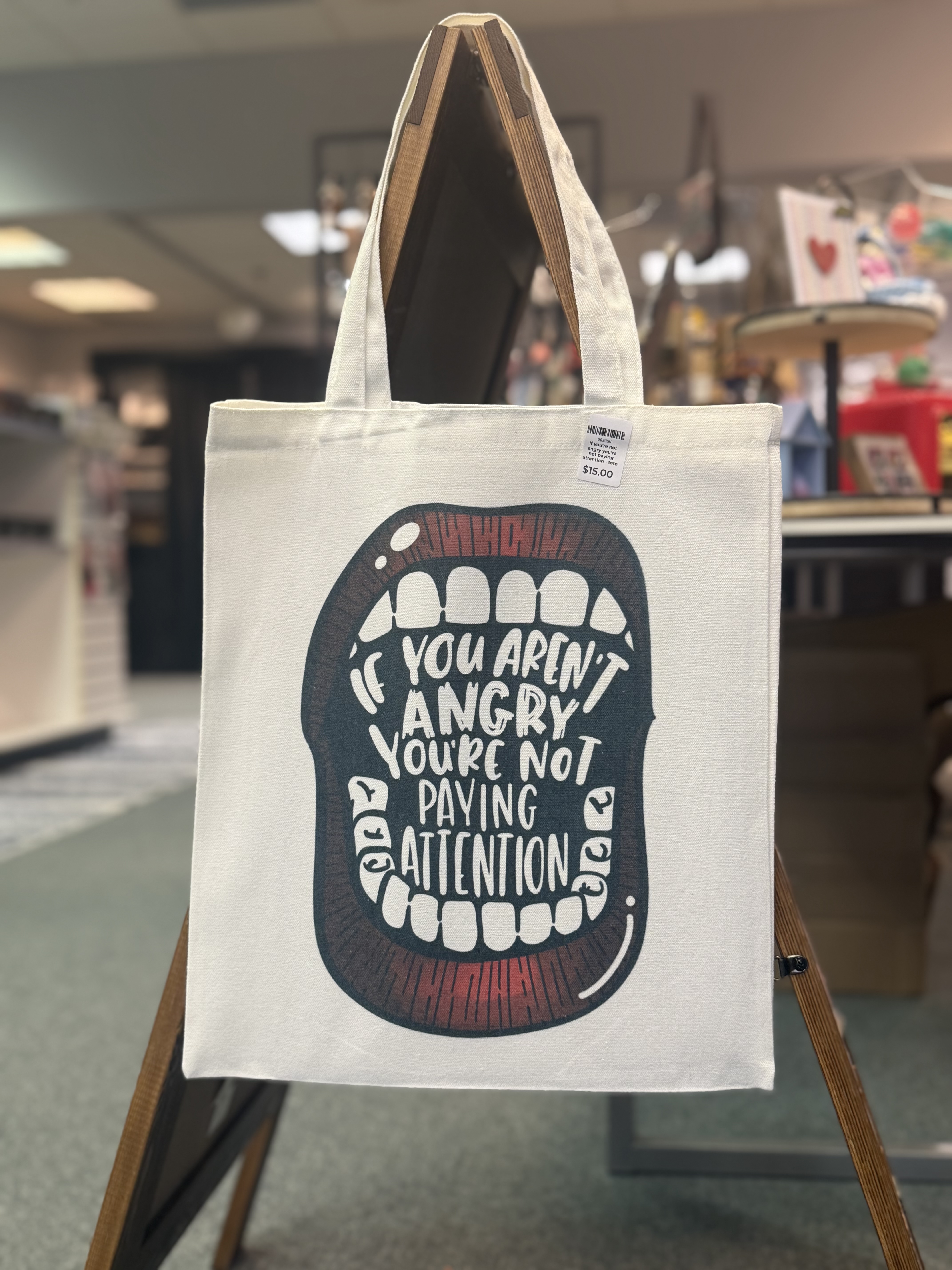 If you’re not angry, you’re not paying attention Canvas Tote Bag