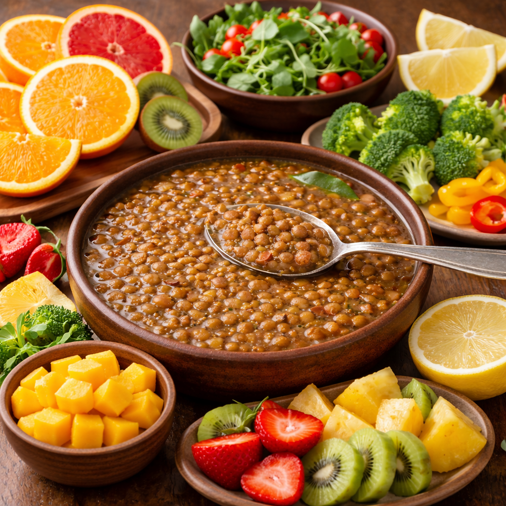 SOPA DE LENTEJAS COCINADAS CON COLAGENO 100% PURO DE PATAS DE GALLINA