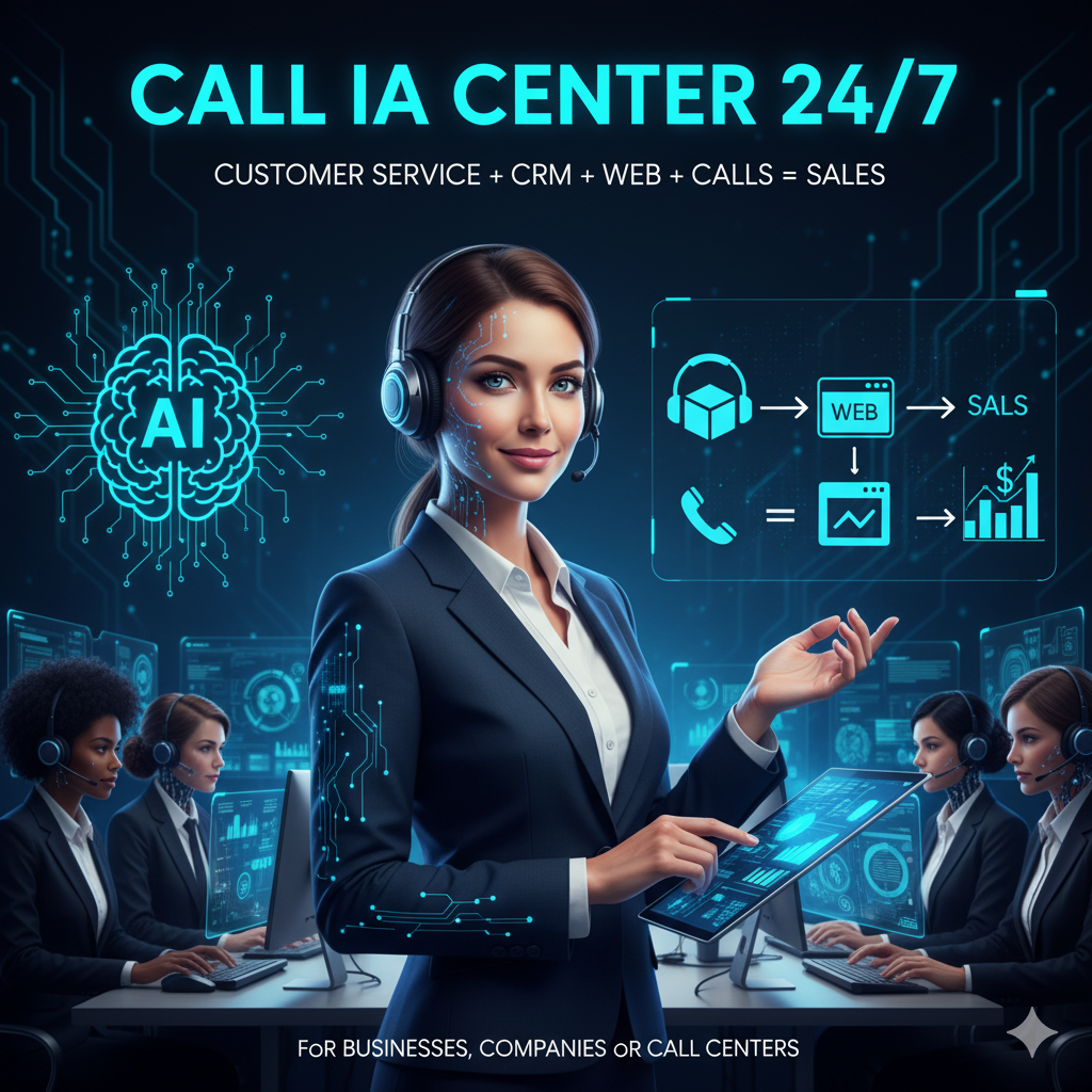 CALL IA CENTER 24/7 - SERVICIO AL CLIENTE + CRM + WEB + LLAMADAS + VENTAS PARA NEGOCIOS, COMPANIAS O CALL CENTERS - Demostración Profesional del Agente Conversacional IA (1 MES)
