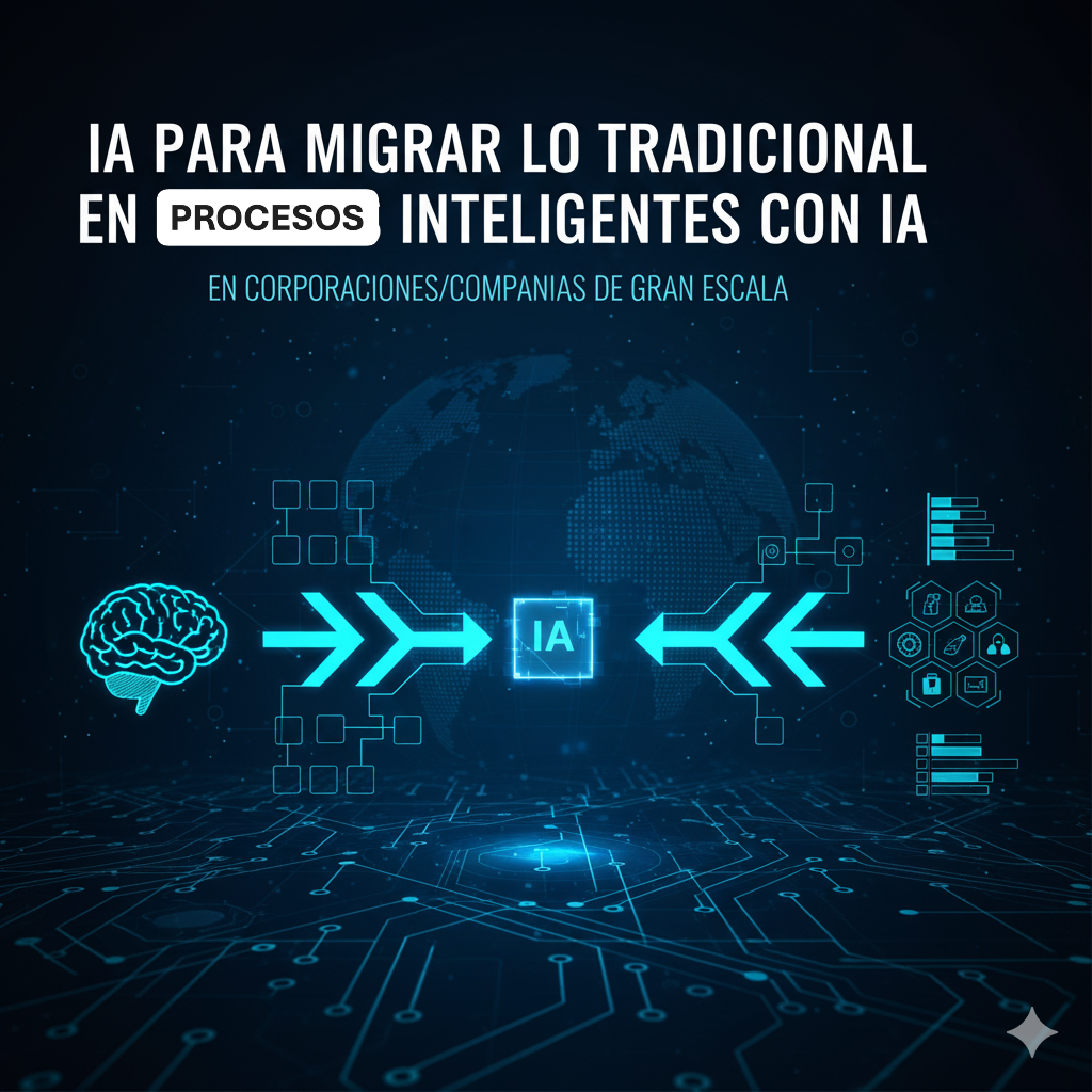 IA PARA MIGRAR LO TRADICIONAL EN POCESOS INTELIGENTES CON IA EN CORPORACIONES/COMPANIAS DE GRAN ESCALA