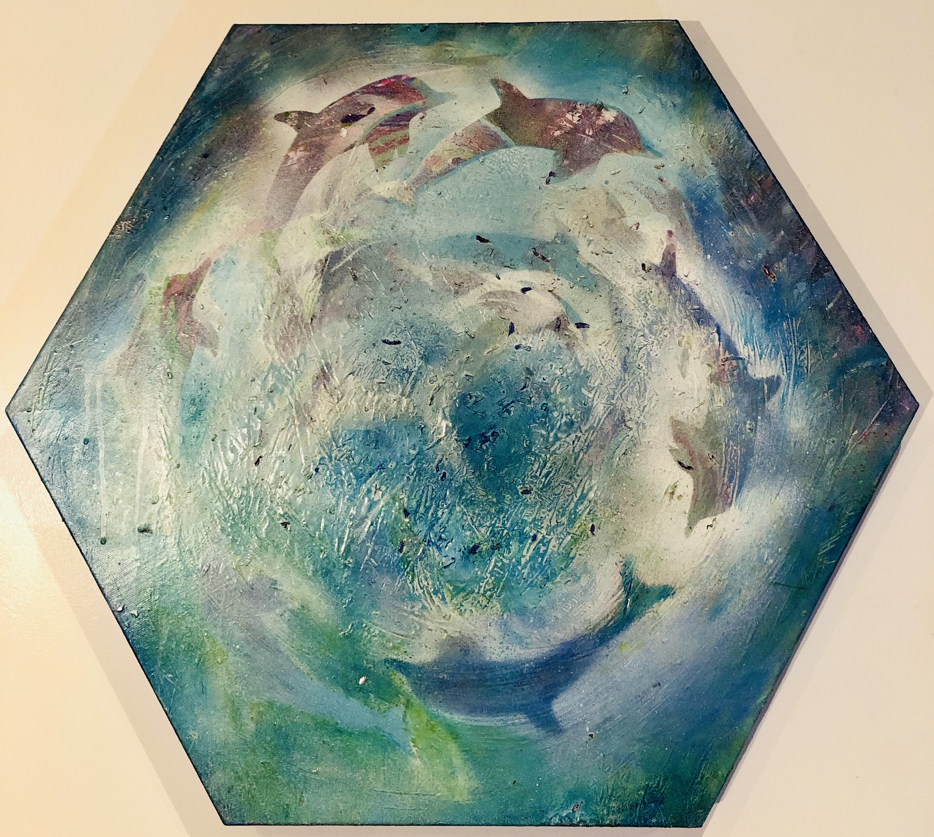 Dolphins and dogs at play (Recently sold)