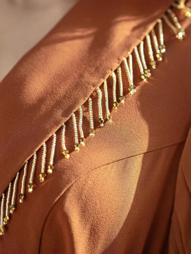 Elegant Long Sleeve Brown Maxi Dress