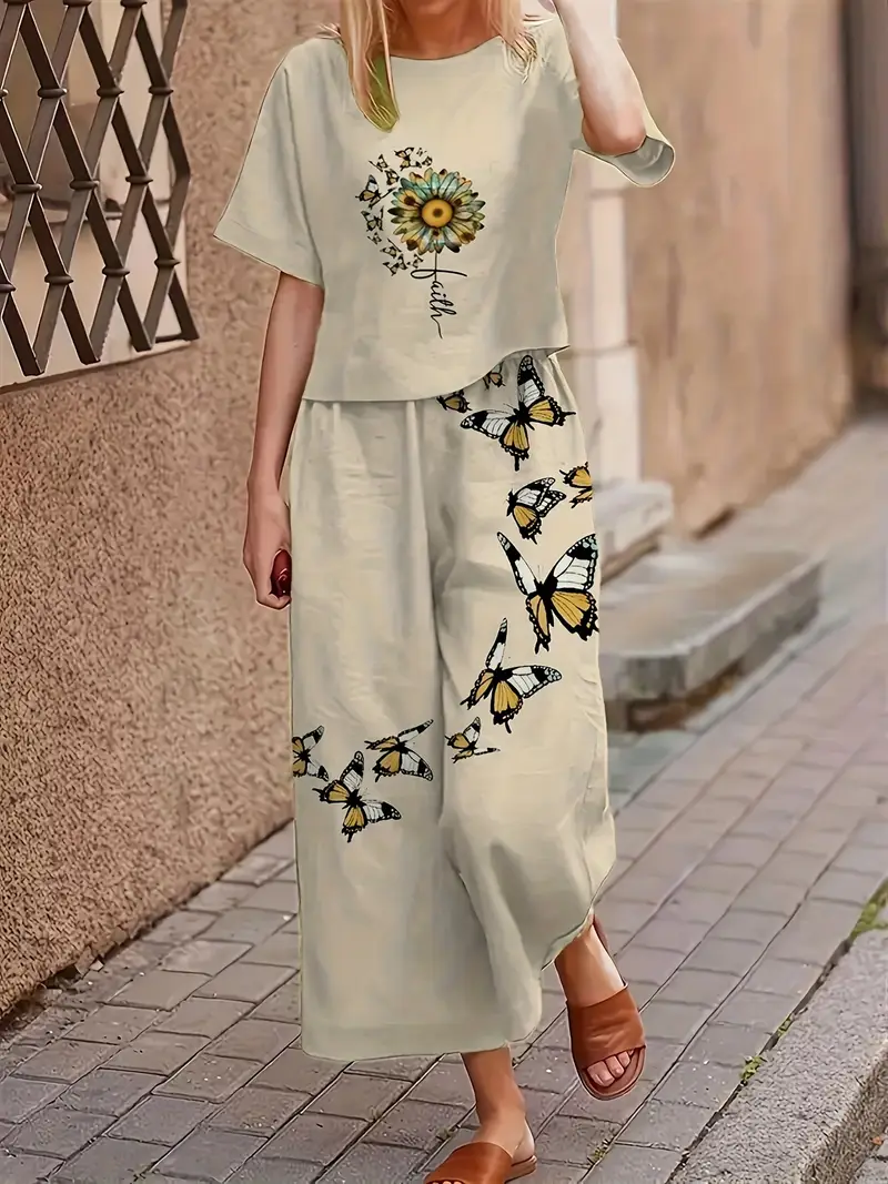 Floral and Butterfly Print Outfit