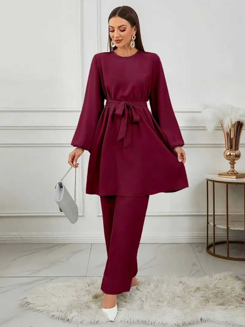 Elegant Burgundy Two-Piece Outfit