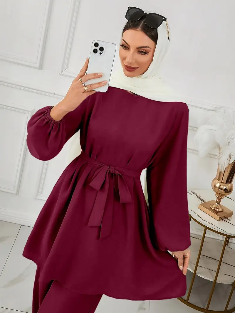 Elegant Burgundy Two-Piece Outfit