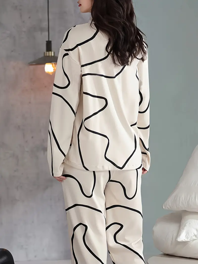 Patterned white & black Loungewear Set