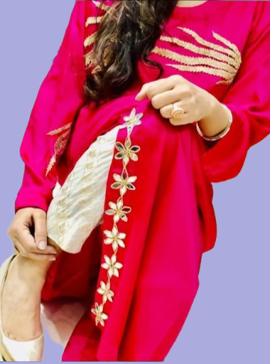 Elegant PINK SILK Embroidered Kurta