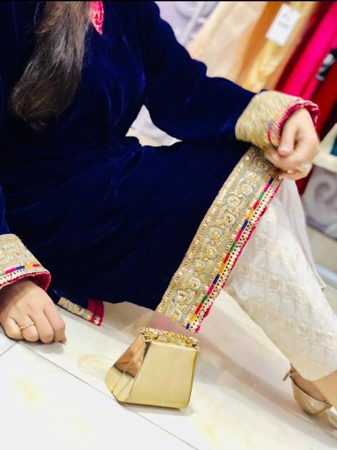 Traditional purple Velvet Kurta