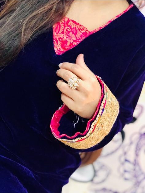 Traditional purple Velvet Kurta